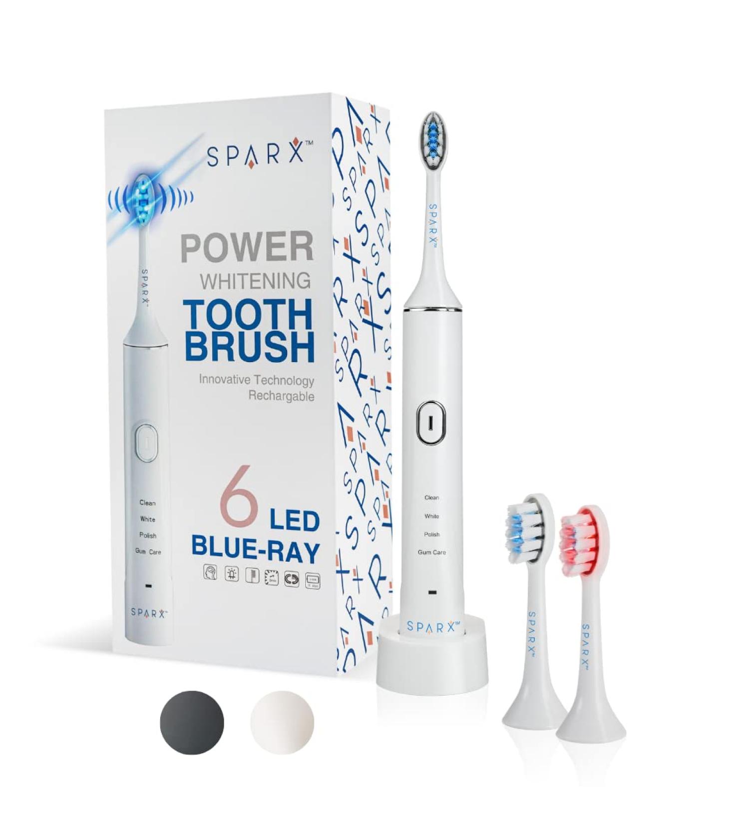 Sonic LED Whitening Toothbrush | Rechargeable Ultrasonic Brush with 2 Blue-Lights for Teeth Whitening | Red LED for Gum Care - Buy Online on GoSupps.com