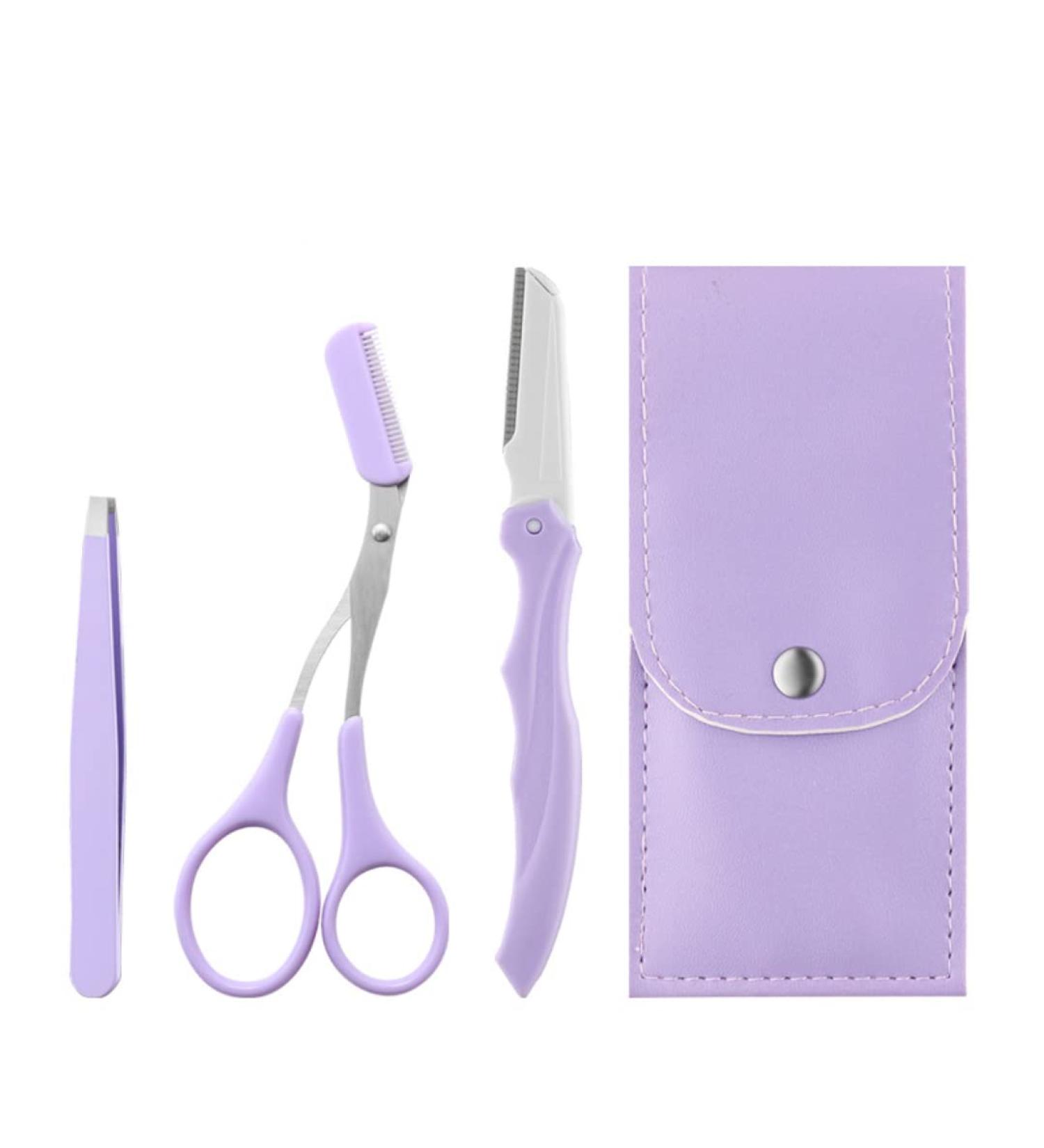 JOPOYOCO Eyebrow Trimmer Scissors with Comb Stainless Steel Eyebrow Razor Eyelash Hair Scissors Beginner Eyebrow Trimmer Set Make Up Tool - Buy Online on GoSupps.com