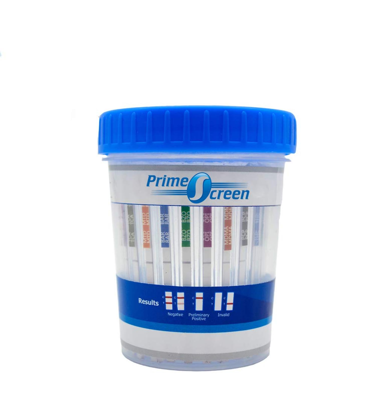 Prime Screen 16 Panel Urine Drug Test Cup Kit - 25 Pack | AMP BAR BUP BZO COC MDMA OPI THC + More | CDOA-9165EFTK - Buy Online on GoSupps.com
