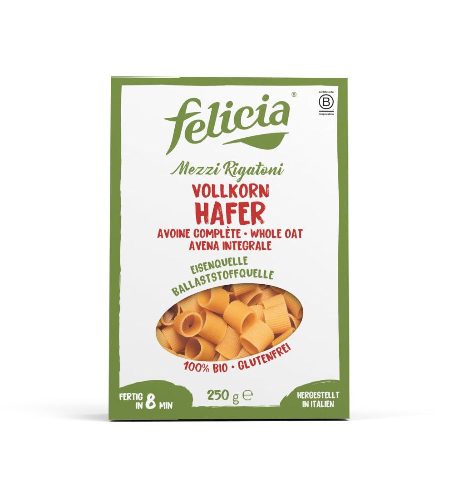 felicia Felicia Mezzi Rigatoni Organic Whole Grain Oats (6 x 250 g)