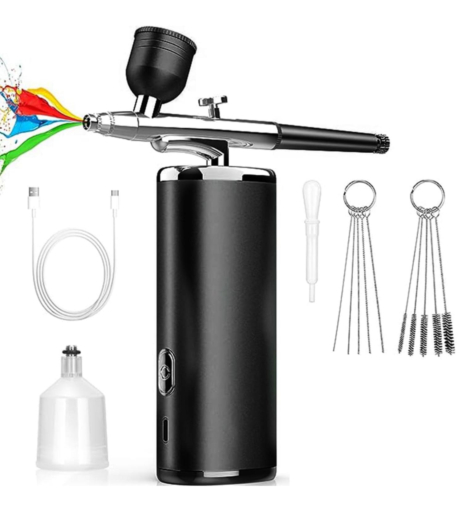 Qseenlnoy Portable Rechargeable Wireless Airbrush with Compressor Fit for Face Beauty Nail Art Black - Buy Online on GoSupps.com