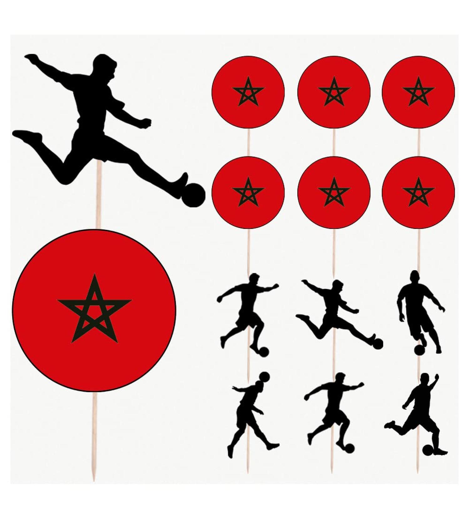 Morocco Football Silhouette Flag Mix Party Food & Cupcakes Picks Decorations Toppers (pack of 14) - Buy Online on GoSupps.com