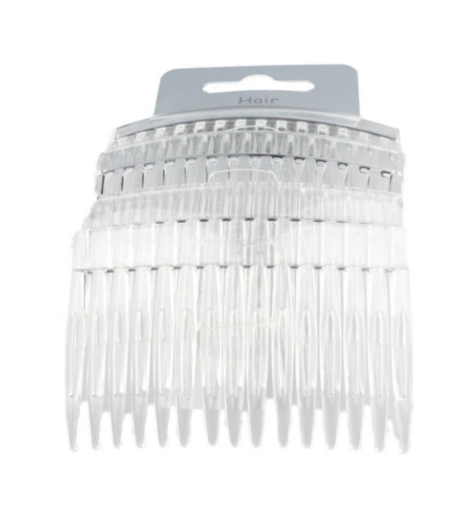 Set of 4 Clear Plain Hair Combs Slides 7cm (2.8") Clear 4 Count (Pack of 1)