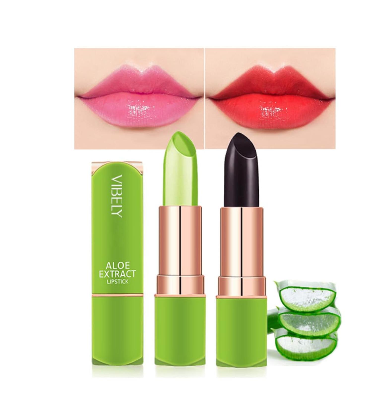 Aloe Vera Lipstick - Magic Temperature Color Change Lip Balm | Waterproof & Long Lasting | 24H Original Set (2 Pcs - Buy Online on GoSupps.com