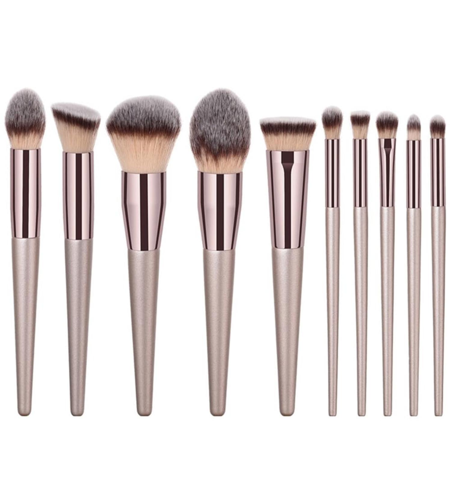 sunmin 10Piece Makeup Brushes Champagne Gold Foundation Brushes Eye Shadow Brushes - Buy Online on GoSupps.com