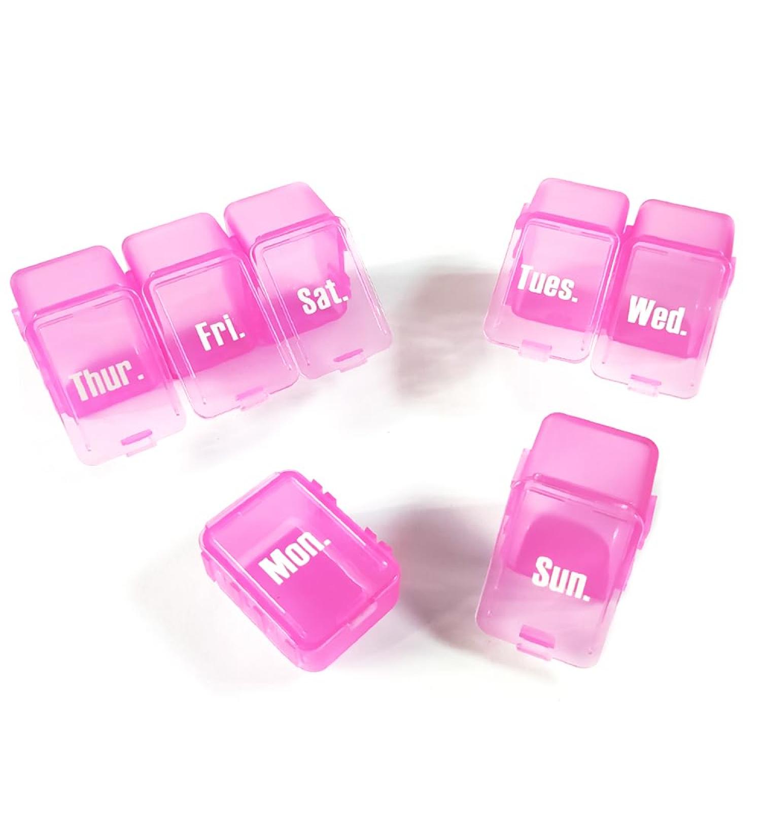 Pink 7-Day 1 Time a Day Pill Box Organizer for Vitamins and Medication - Buy Online on GoSupps.com