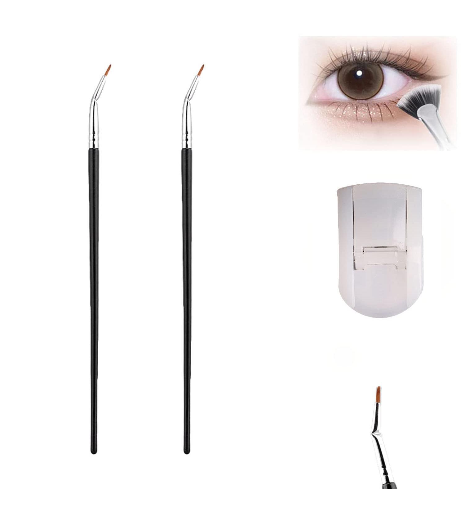 Angled Fan Shaped Eyelash Brush Eyelash Comb Separator Eyelash Comb Brush Mascara Fan Brush for Lashes Portable Folding Cosmetic Brushes Eyelash Separator Bent Applicators (2pcs Eyeliner Brush) - Buy Online on GoSupps.com