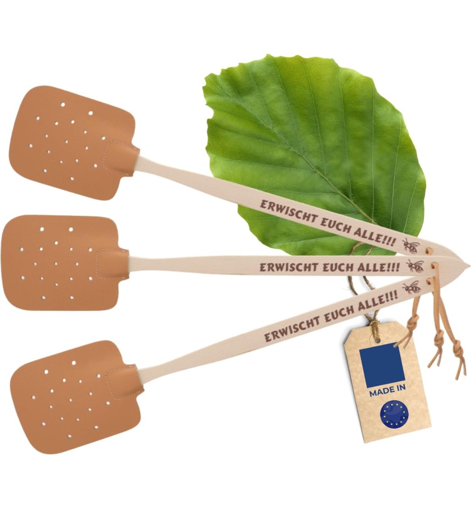 Buy 3x Hofmeister Beech Wood & Leather Fly Swatters - European Mosquito Catchers - 47.5 cm - Get All!!! - Buy Online on GoSupps.com