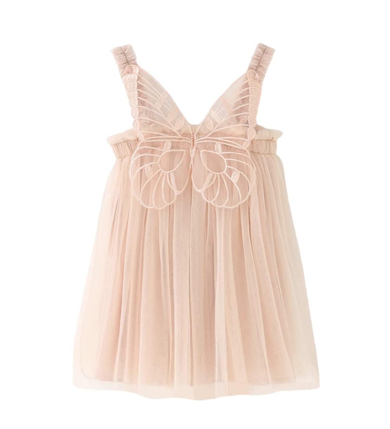 PythJooh Toddler Girl Butterfly Wings Tutu Dress 3-4 Years Champagne - Daisy Stars Princess Sundress - Buy Online on GoSupps.com