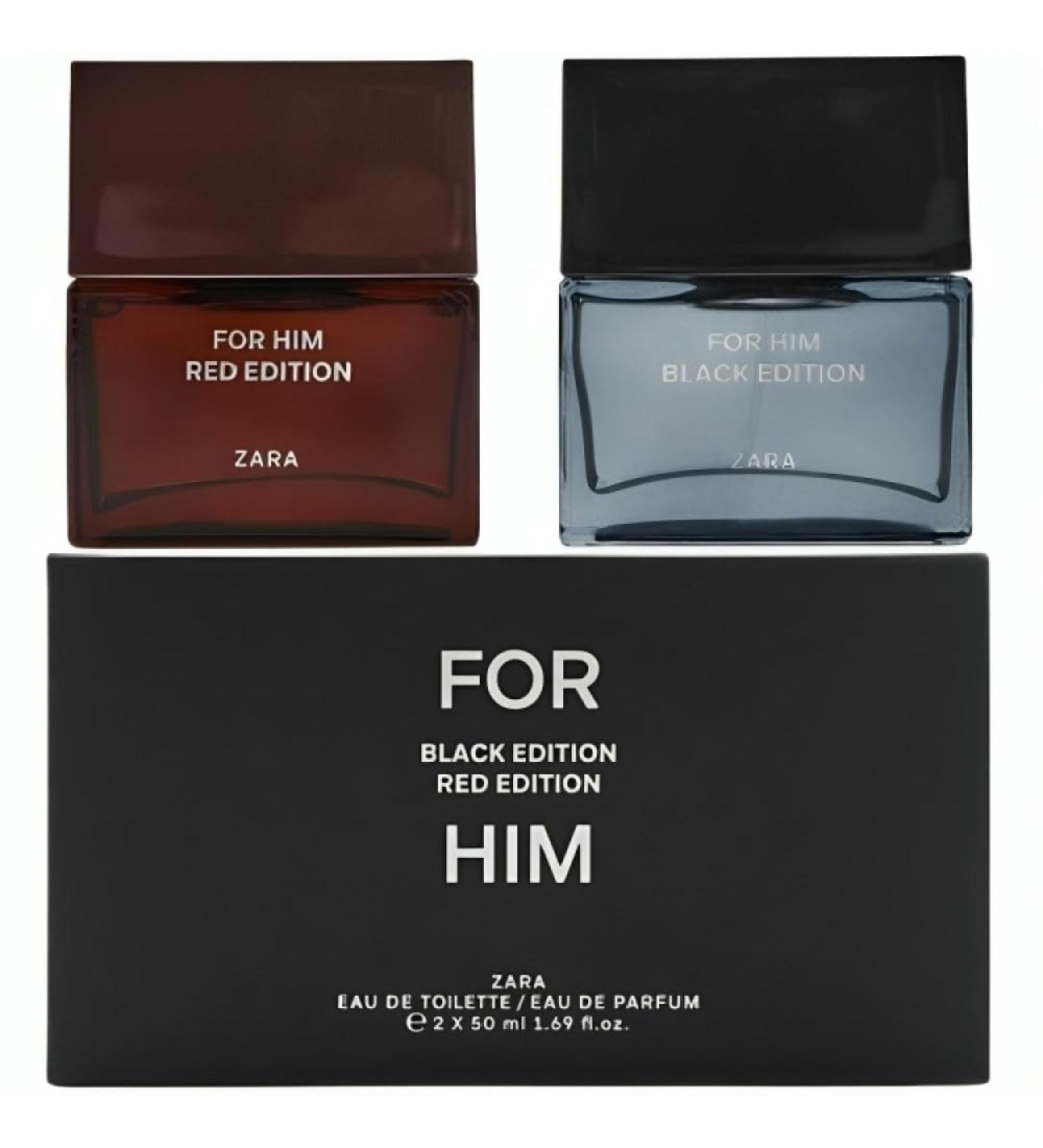 Zara For Him Red + For Him Black Men's Cologne Fragrance Spray Set of Two EDP Eau De Parfum 2x 50 ML (1.7 FL. OZ) - Buy Online on GoSupps.com