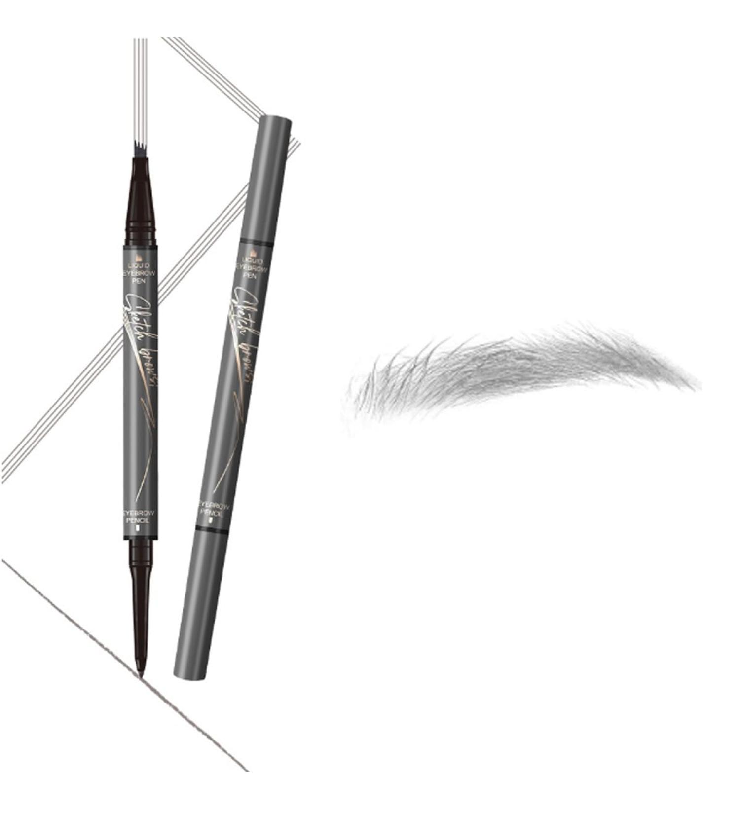 2 in 1 Magic 4-Tip Eyebrow Pencil Sweat-proof Microblading Eyebrow Pencil Contouring Pen Eyebrow Brush Microblade Eyebrow 3D Waterproof Microblading Eyebrow Pencil for Natural Makeup Last All Day(Gray - Buy Online on GoSupps.com