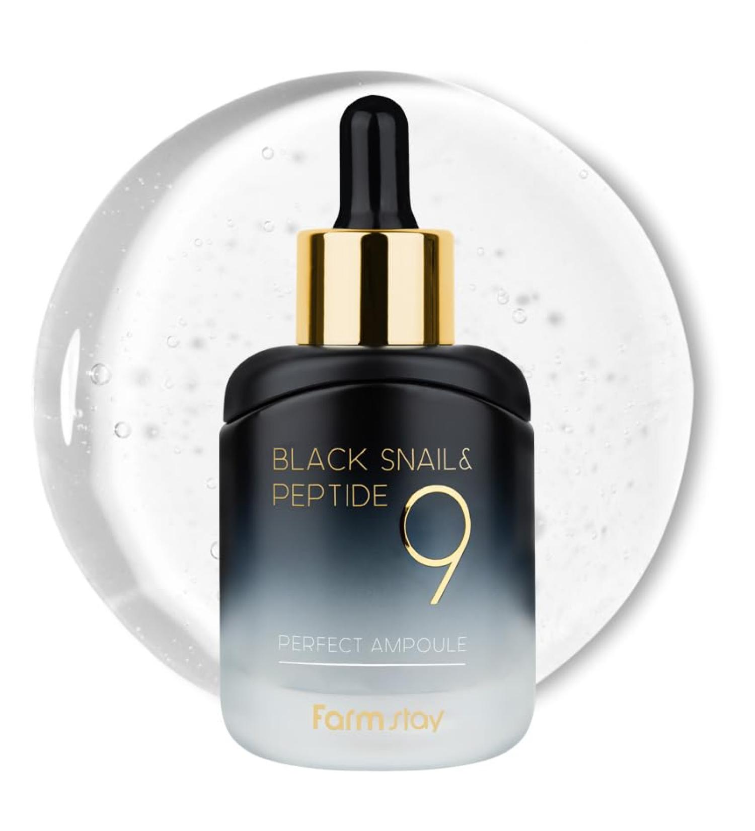 Farmstay Black Snail & Peptide9 Perfect Ampoule Korean Snail Mucin Serum for Elastic & Glow Skin Boosting Radiance & Repairing Skin Barrier Serum for Women & Men Korean Skin Care 1.18 Fl. Oz. - Buy Online on GoSupps.com