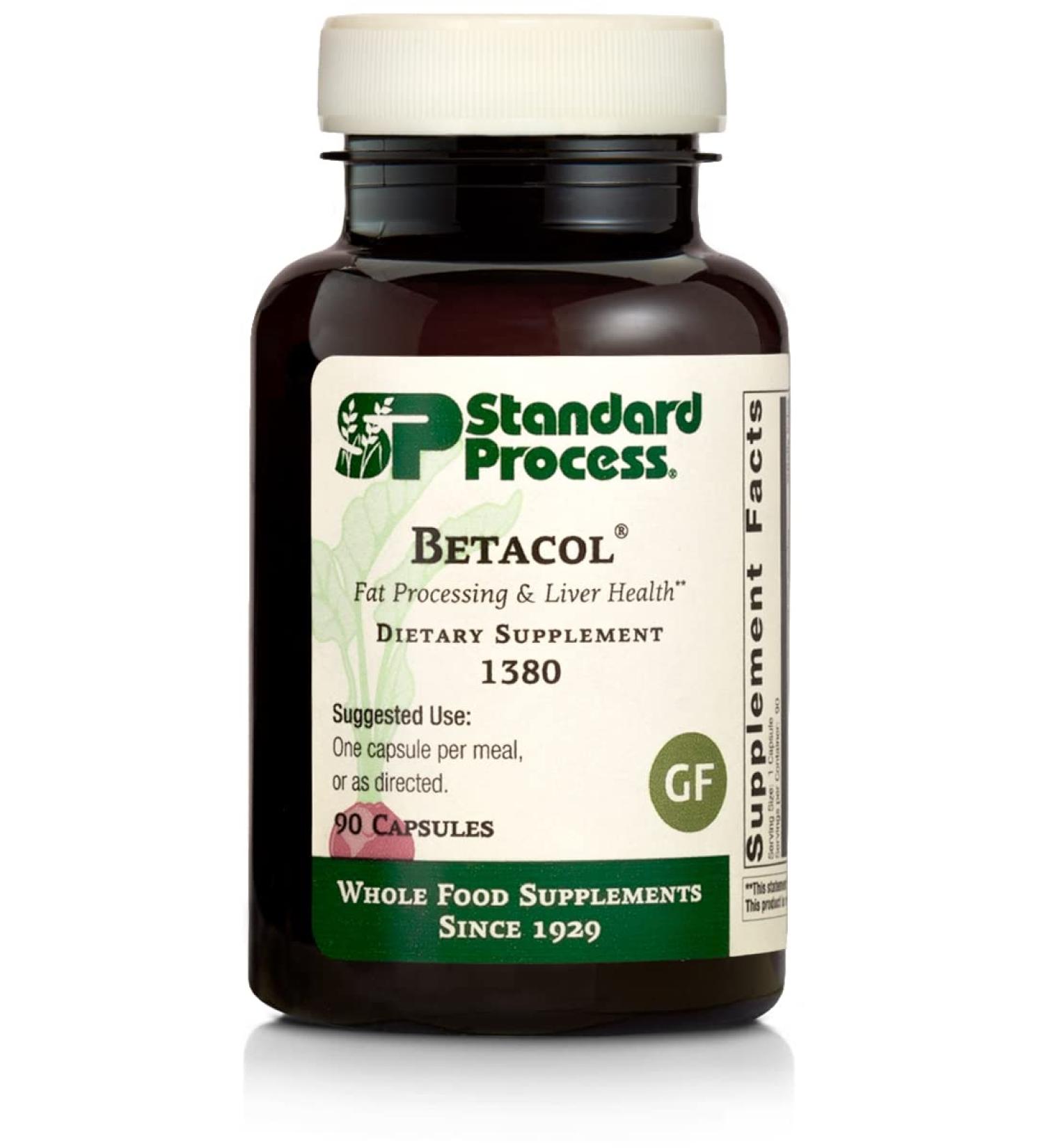 Standard Process Betacol - Liver Support Supplement with Niacin, Vitamin B6, Spanish Moss, Inositol & More - 90 Capsules - Buy Online on GoSupps.com