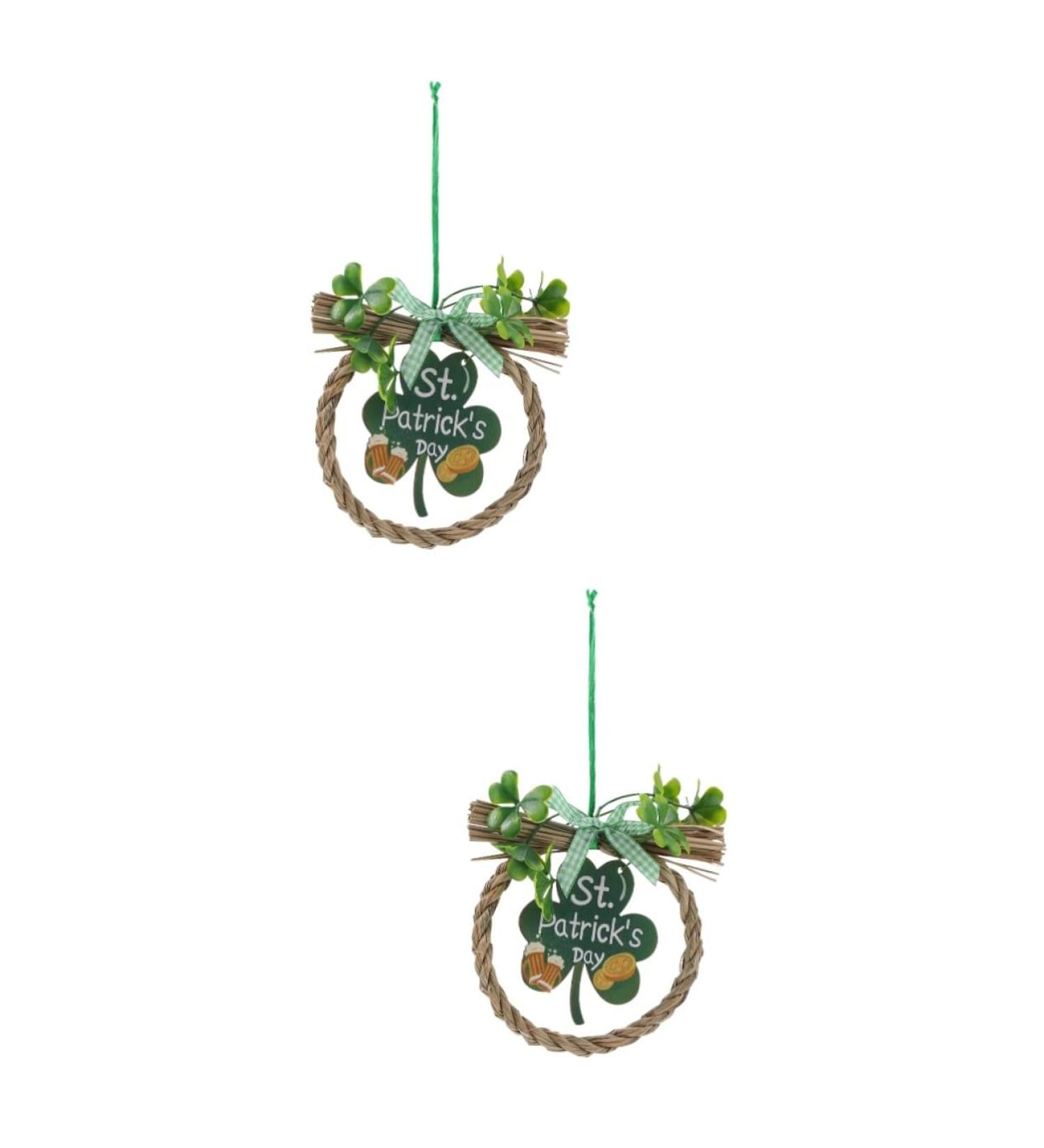 Abaodam 2pcs Shamrock Wooden Sign Hanging Front Door Wreaths Irish Party Wood St. Patrick's Day Pendants - Buy Online on GoSupps.com