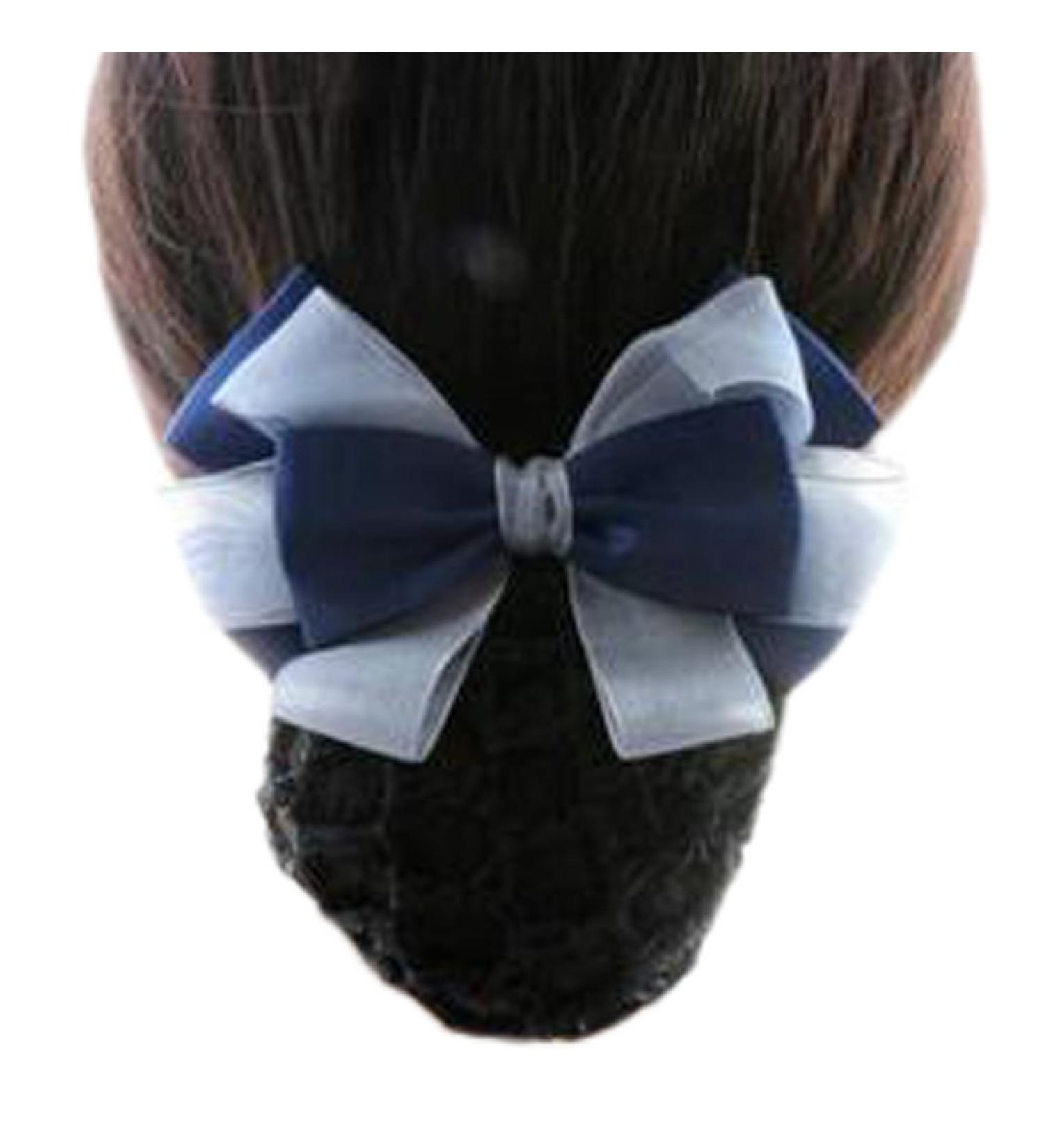 Bowknot Snood Net Net Hair Clip Net Hair Clip Barrette Hairnet Elastic Bun Bow Hair Snood Net Barrette Clip for Office Nurse Banks Restaurant Navy Blue K01