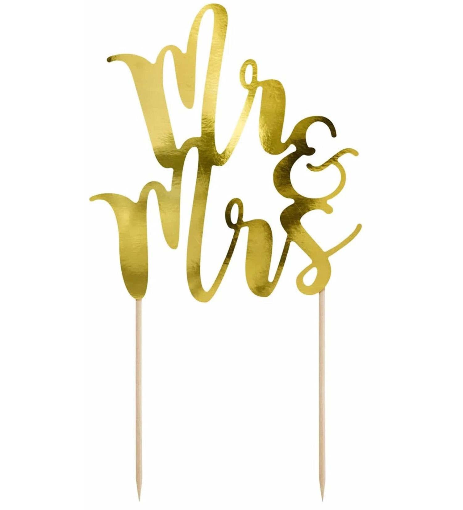 Schnooridoo Cake Topper Cake Decorating Cake Decoration Wedding Birthday (Mr. & Mrs. gold)