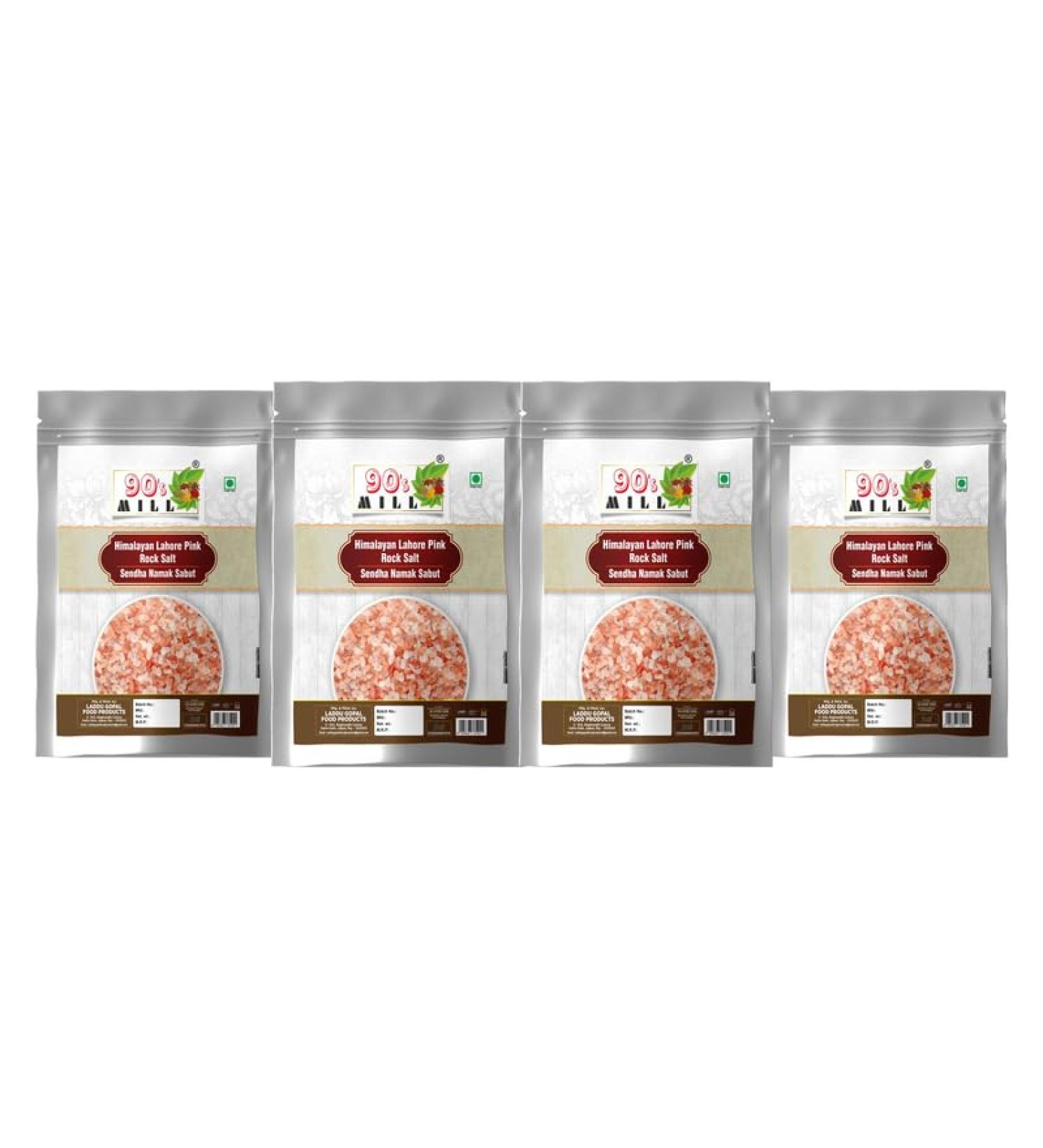 90's MILL Authentic Himalayan Rock Salt Crystal for Traditional Dishes in Fast Navratri Upwaas Vrat Ekadashi Salt | Sendha Namak Whole Crystal | Lahori Rock Salt Granules-100GM*4Pack - Buy Online on GoSupps.com