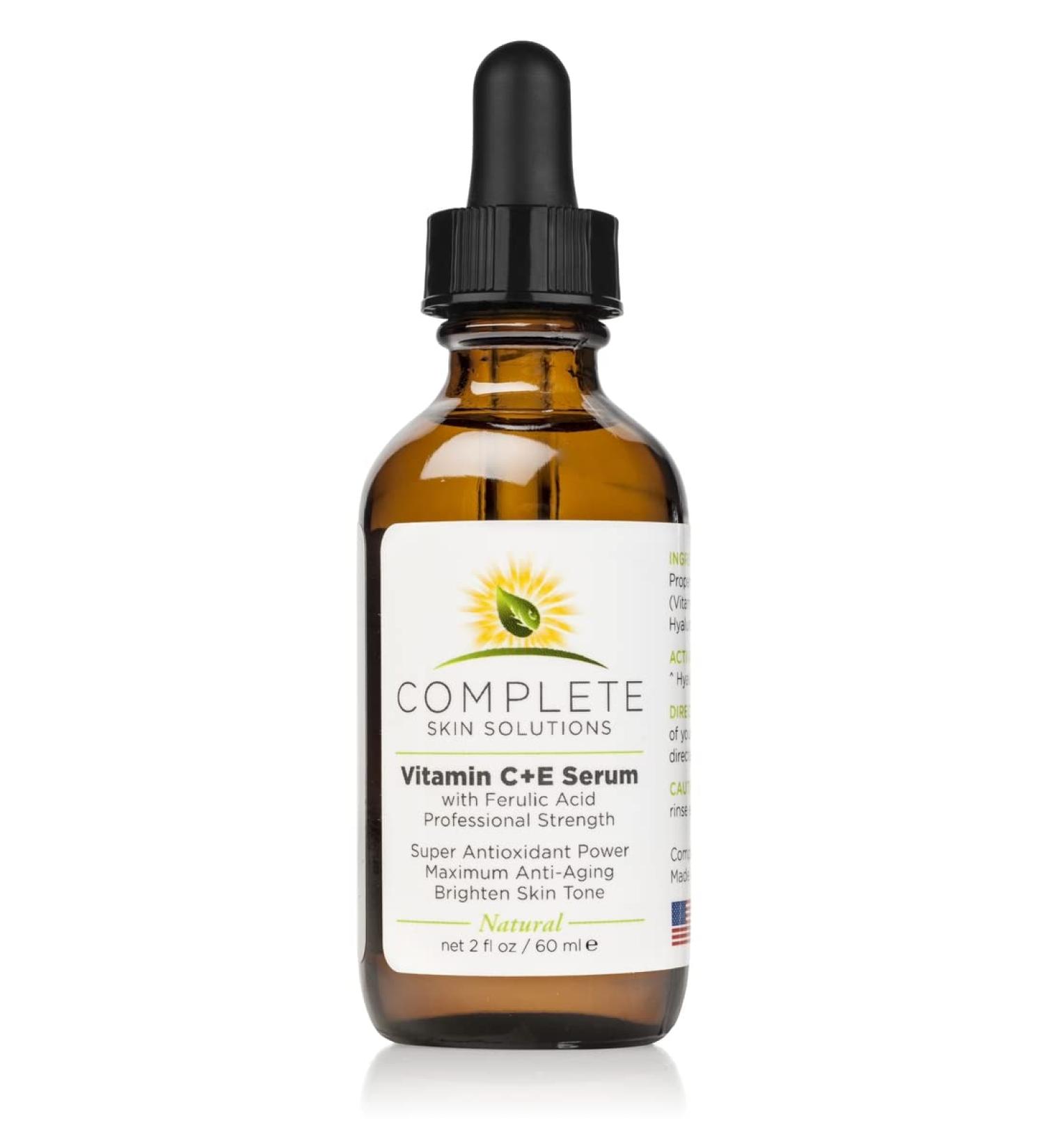 Vitamin CE Serum 2 oz - Ferulic Acid, Hyaluronic Acid, Vitamin C 15% - Anti-Aging, Sun Damage Repair - Made in USA - Buy Online on GoSupps.com