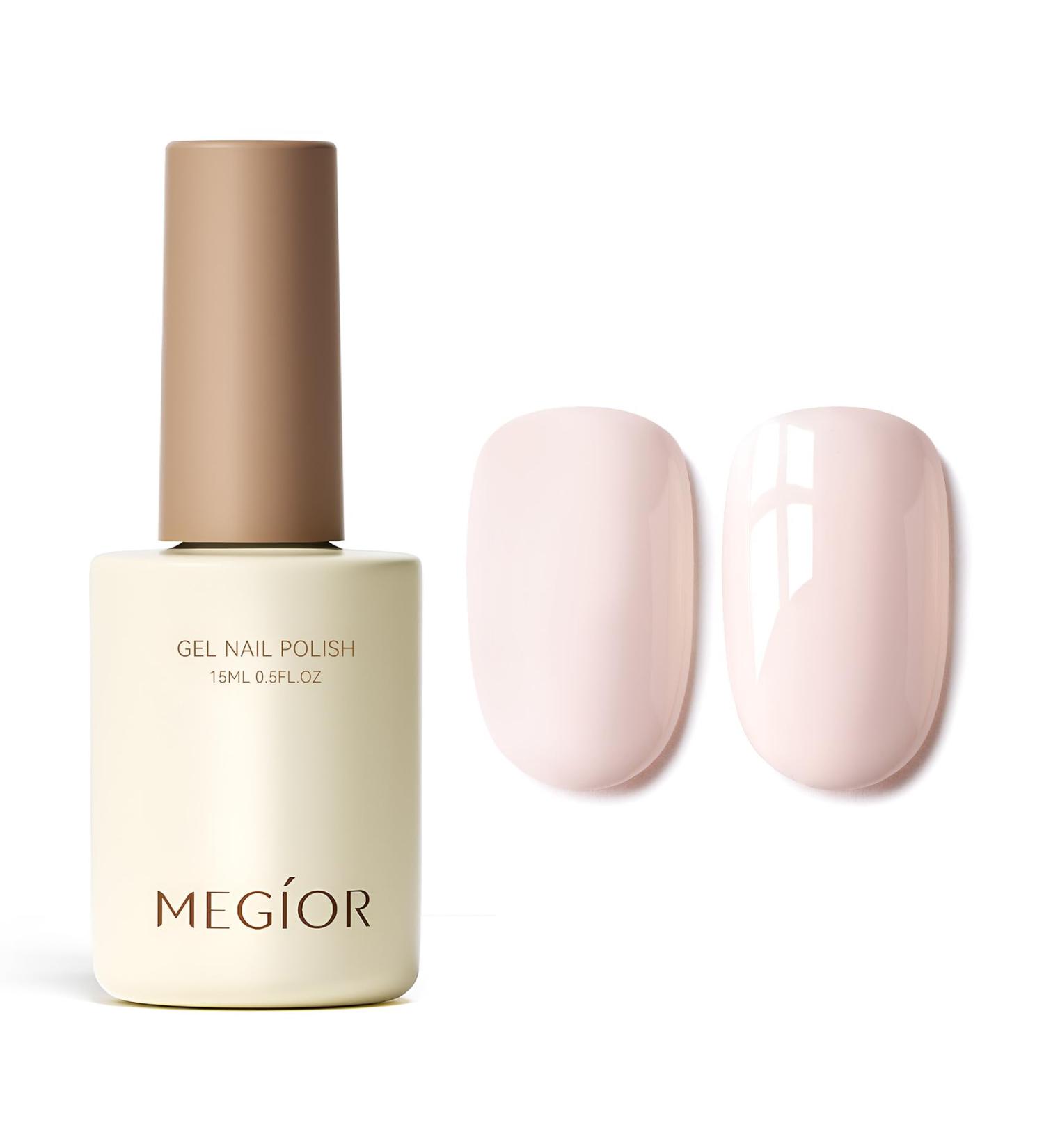 MEGIOR Pale Pink Gel Nail Polish 15ml White Wedding Gel Polish High Gloss Soak Off UV LED Nail Gel Polish for Nail Art Manicure Salon DIY Home Gift for Girls - Buy Online on GoSupps.com