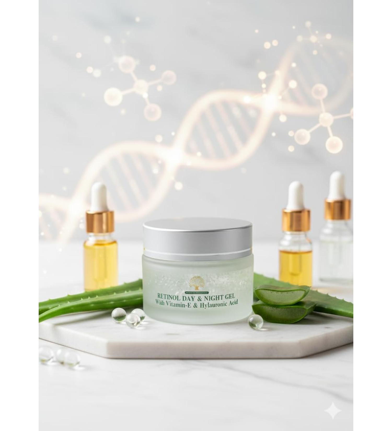 Retinol Day & Night Gel with Vitamin E and Hyaluronic Acid.