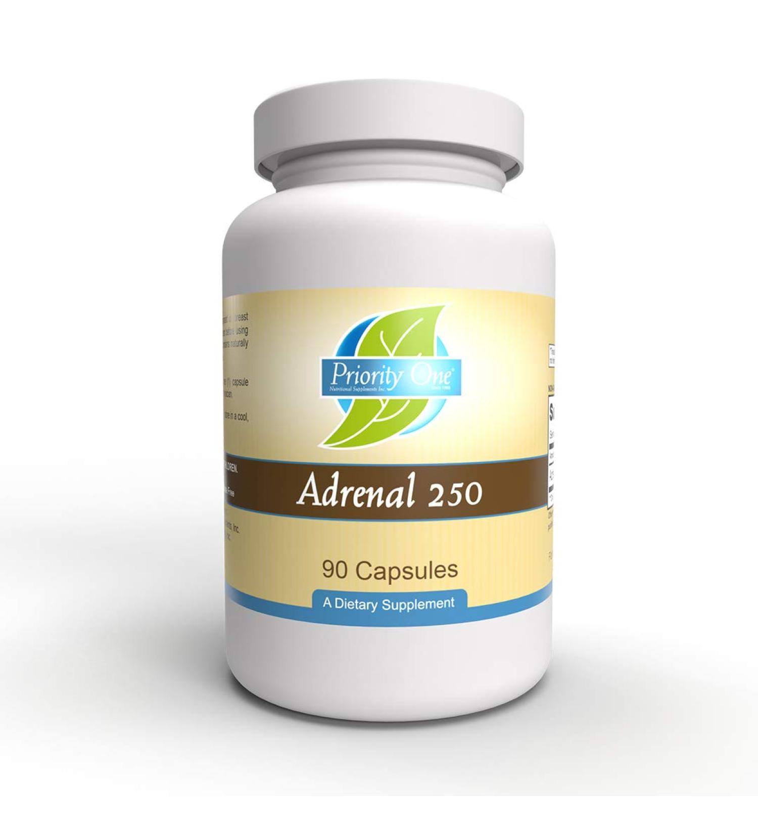 Priority One Vitamins Adrenal 250mg 90 Capsules Adrenal Support - Buy Online on GoSupps.com