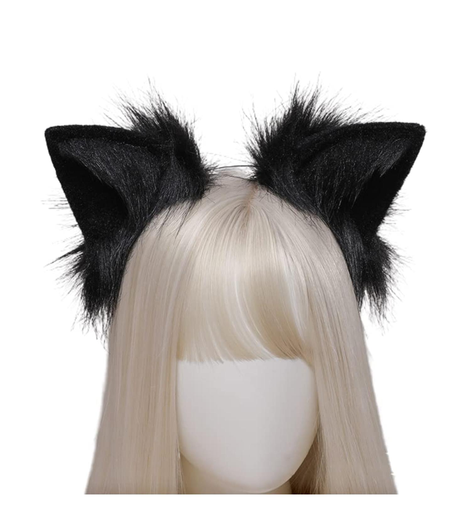 amangul Handmade ry Animal Ears Headbands Hair Hoop for Halloween Fancy Dress Cosplay Headpiece Party Supplies(Black) - Buy Online on GoSupps.com