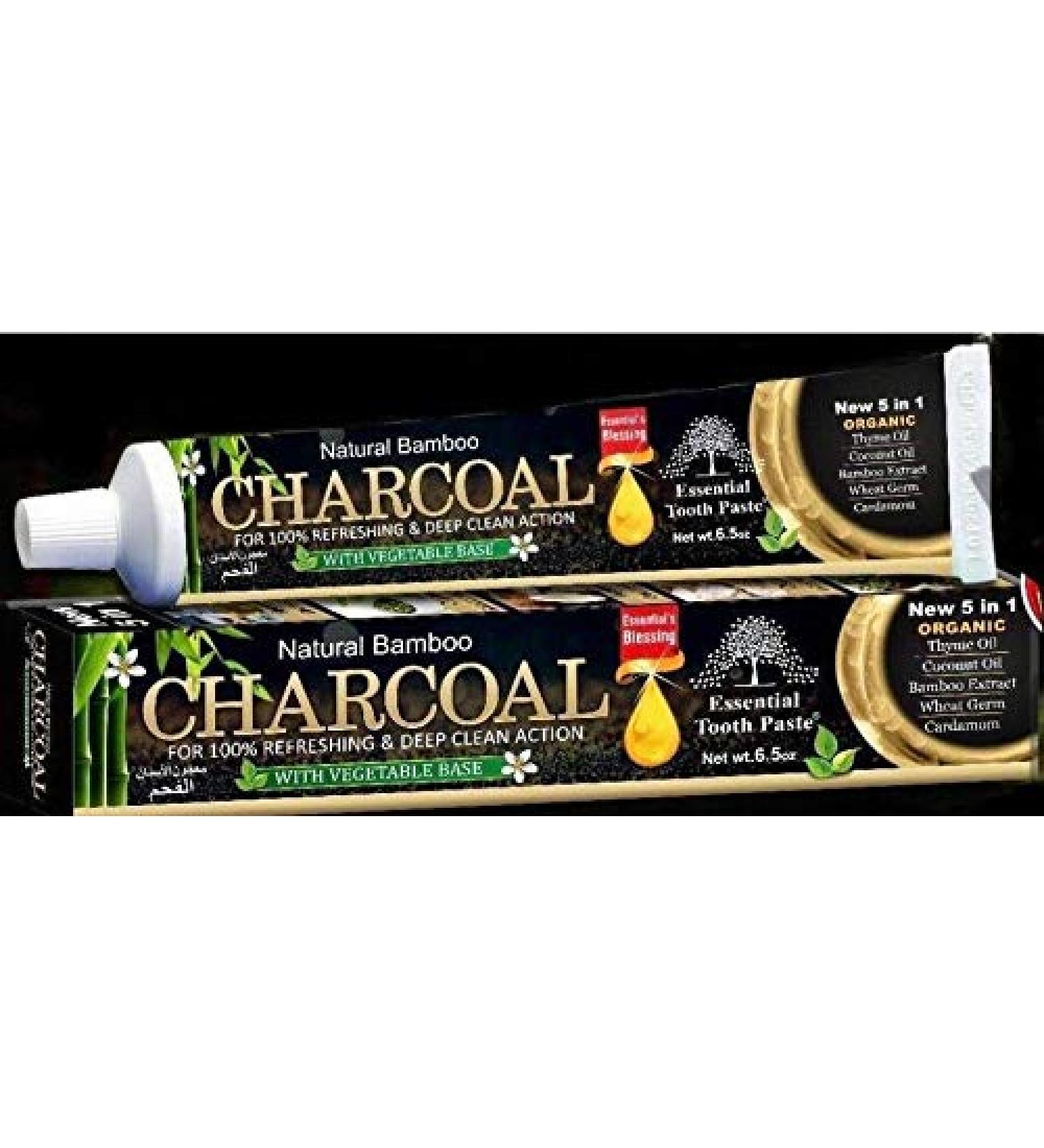Natural Bamboo Activated Charcoal Essential Toothpaste (100% Fluoride Free) (6 Tubes)