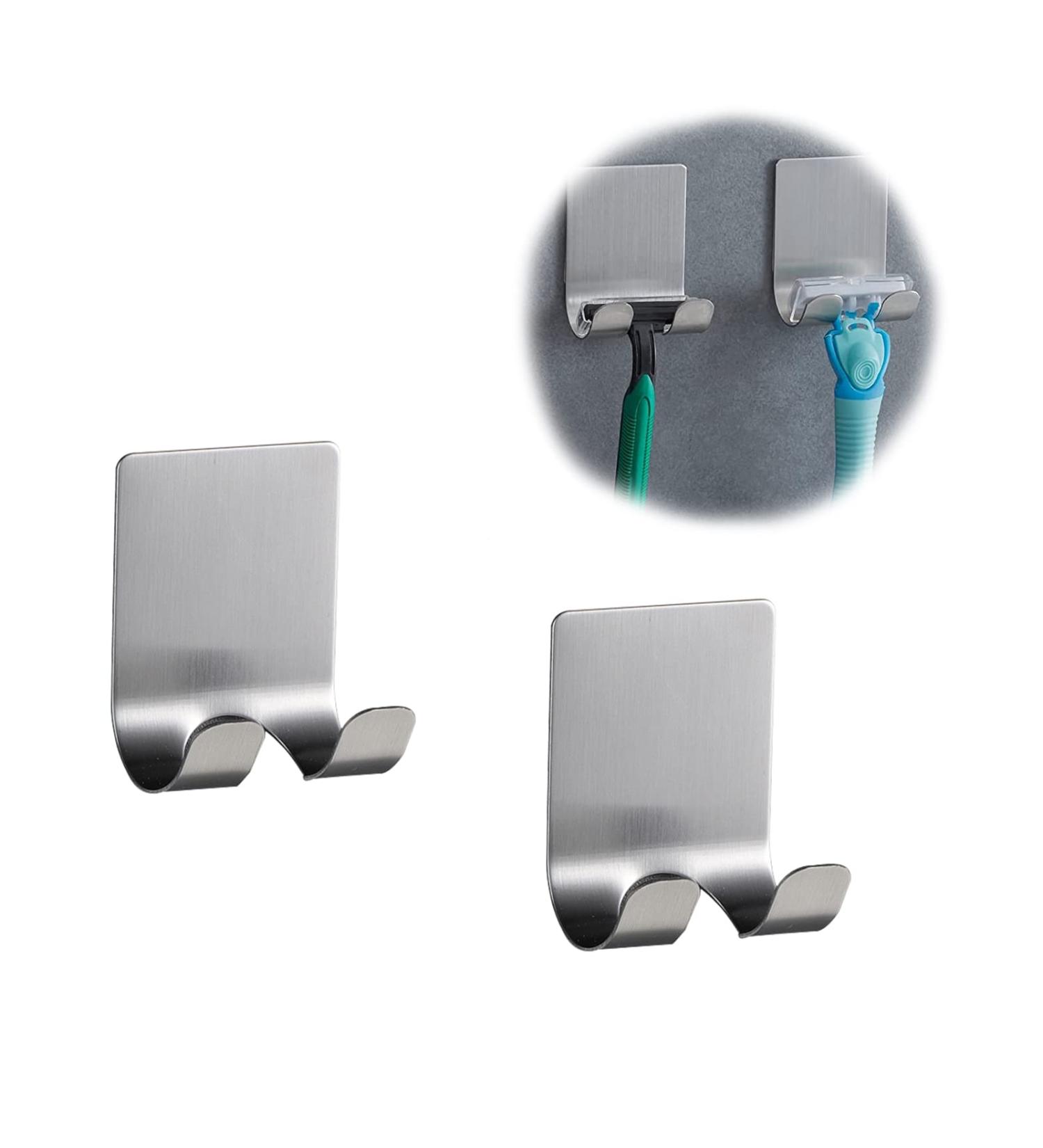 Funincrea 2-Pack Shaver Holder | Self-Adhesive Stainless Steel Hooks for Shower Razors Towels & More - Gray - Buy Online on GoSupps.com