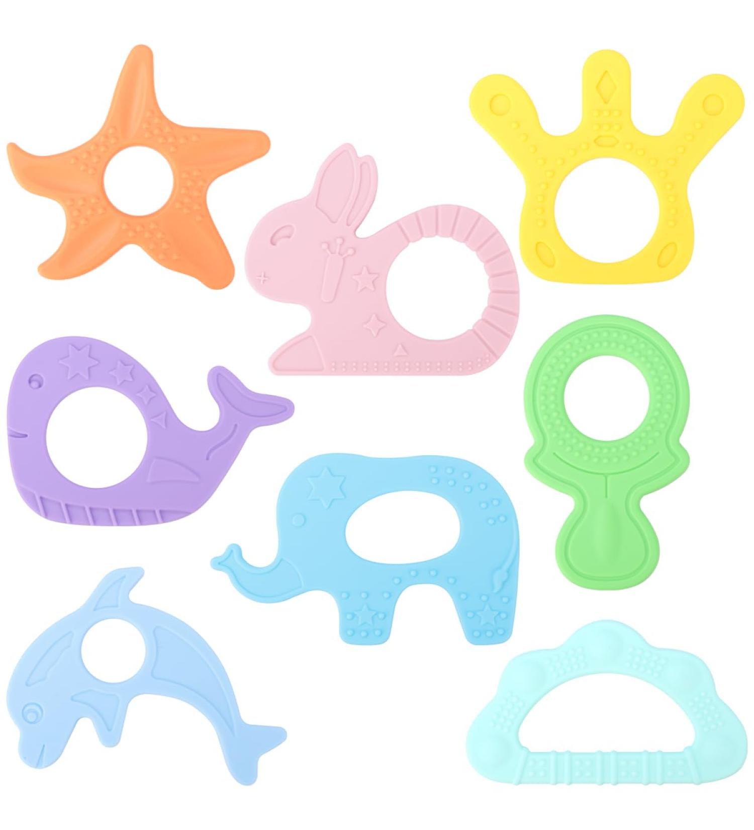 Beboan Baby Cooling Bite Ring - 8 Soft Silicone Teething Rings BPA-Free Natural Cooling Toy for Babies 3 Months+ Multicolored - Buy Online on GoSupps.com