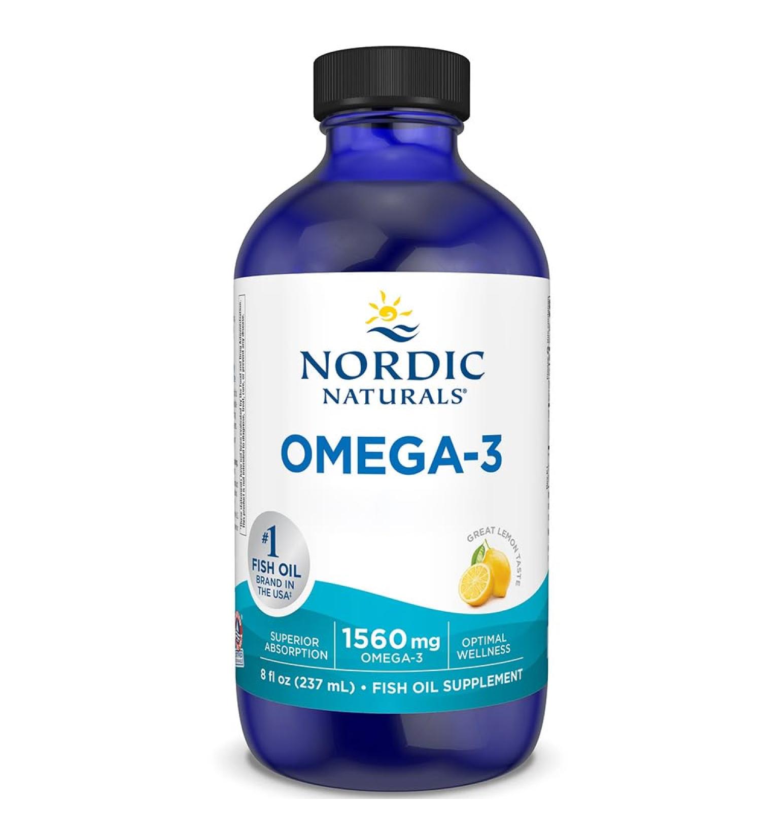Nordic Naturals Omega-3 1560mg Omega-3 Fish Oil with EPA and DHA 236 ml Lemon Taste Lab Tested Soy Free Gluten Free Non-GMO - Buy Online on GoSupps.com