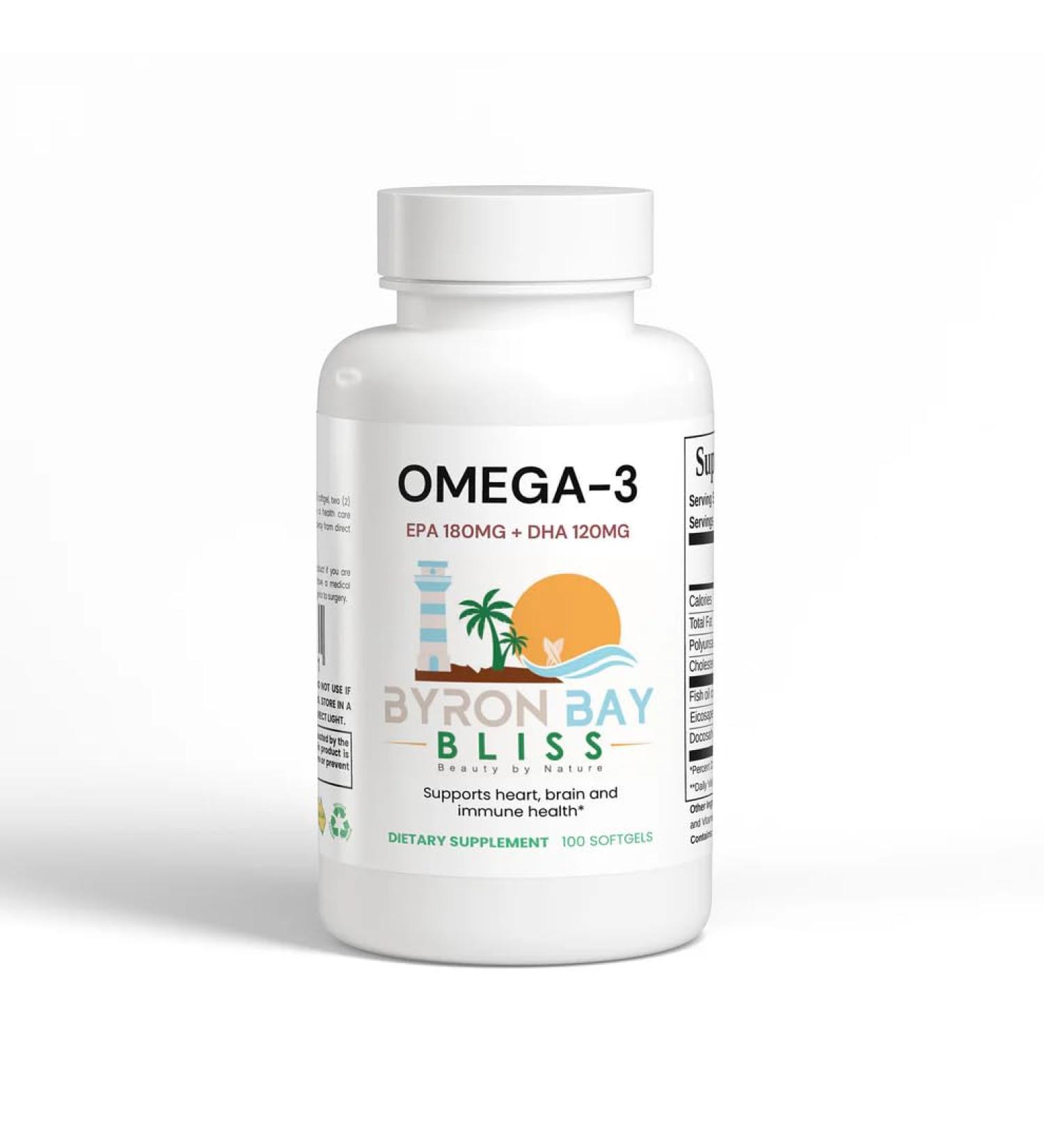 Omega-3 Fish Oil Supplement EPA 180mg & DHA 120mg per Softgel Naturally Sourced Omega-3 Fatty Acids Supports Heart Brain & Joint Health 100 Softgels