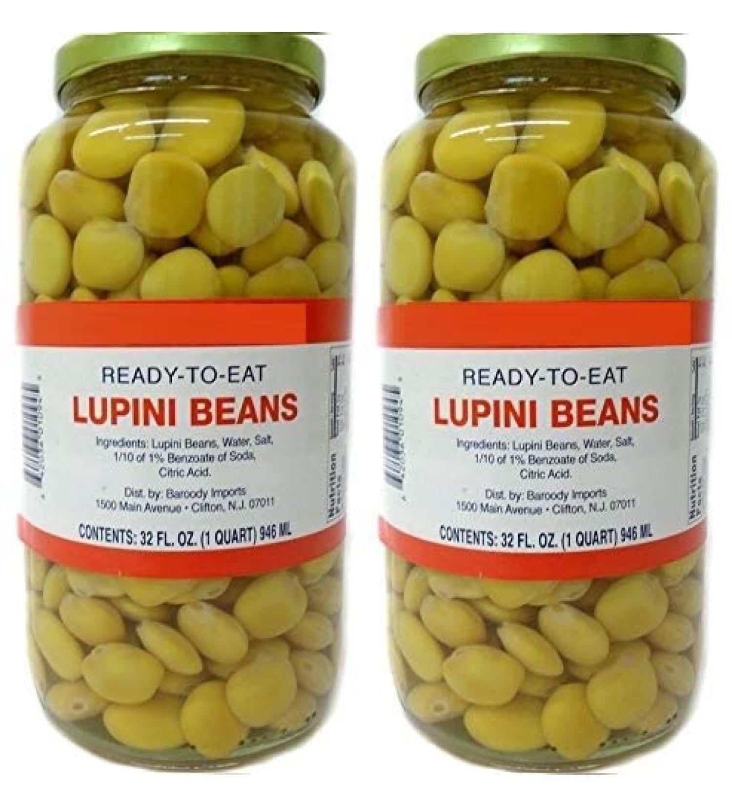 Beirut Style Lupini Beans 32 Oz / 946 ML - Pack of 2 Glass Jars    - Buy Online on GoSupps.com