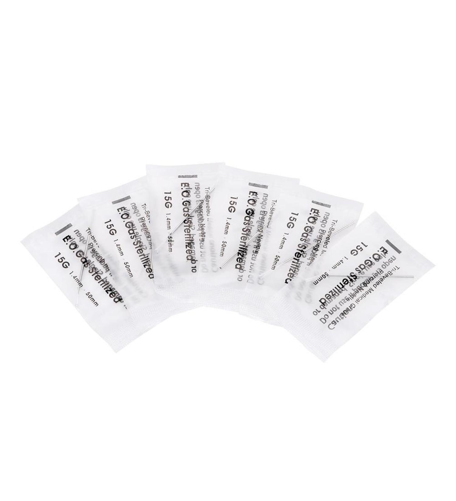 100 pcs Stainless Steel Sterile Body Piercing Needles - Assorted Sizes 12G-20G - Buy Online on GoSupps.com