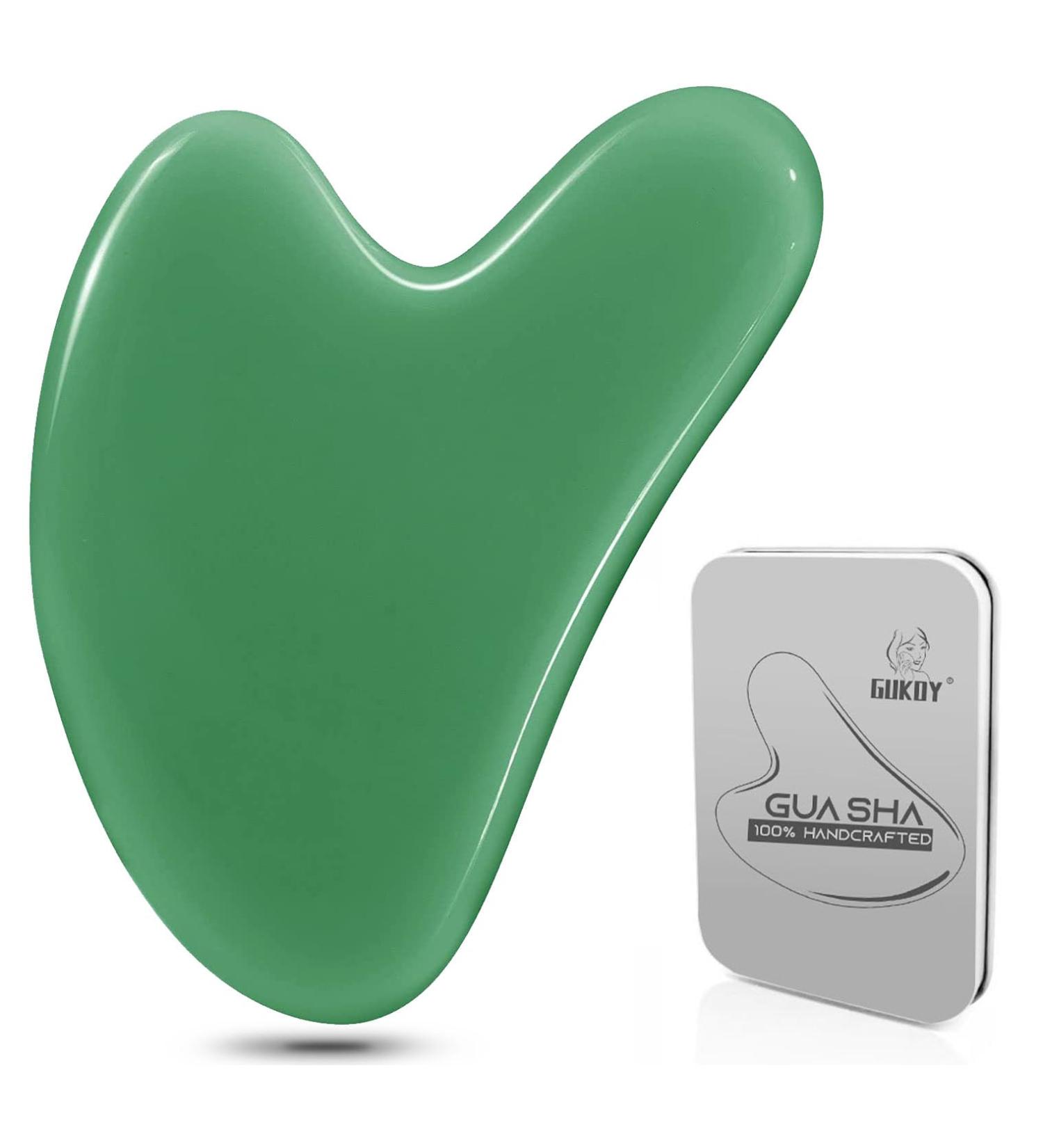 Jade Gua Sha Heart Shape Board | Face & Neck Massage Tool for Skin Care Beauty & Relaxation - International Shipping - Buy Online on GoSupps.com