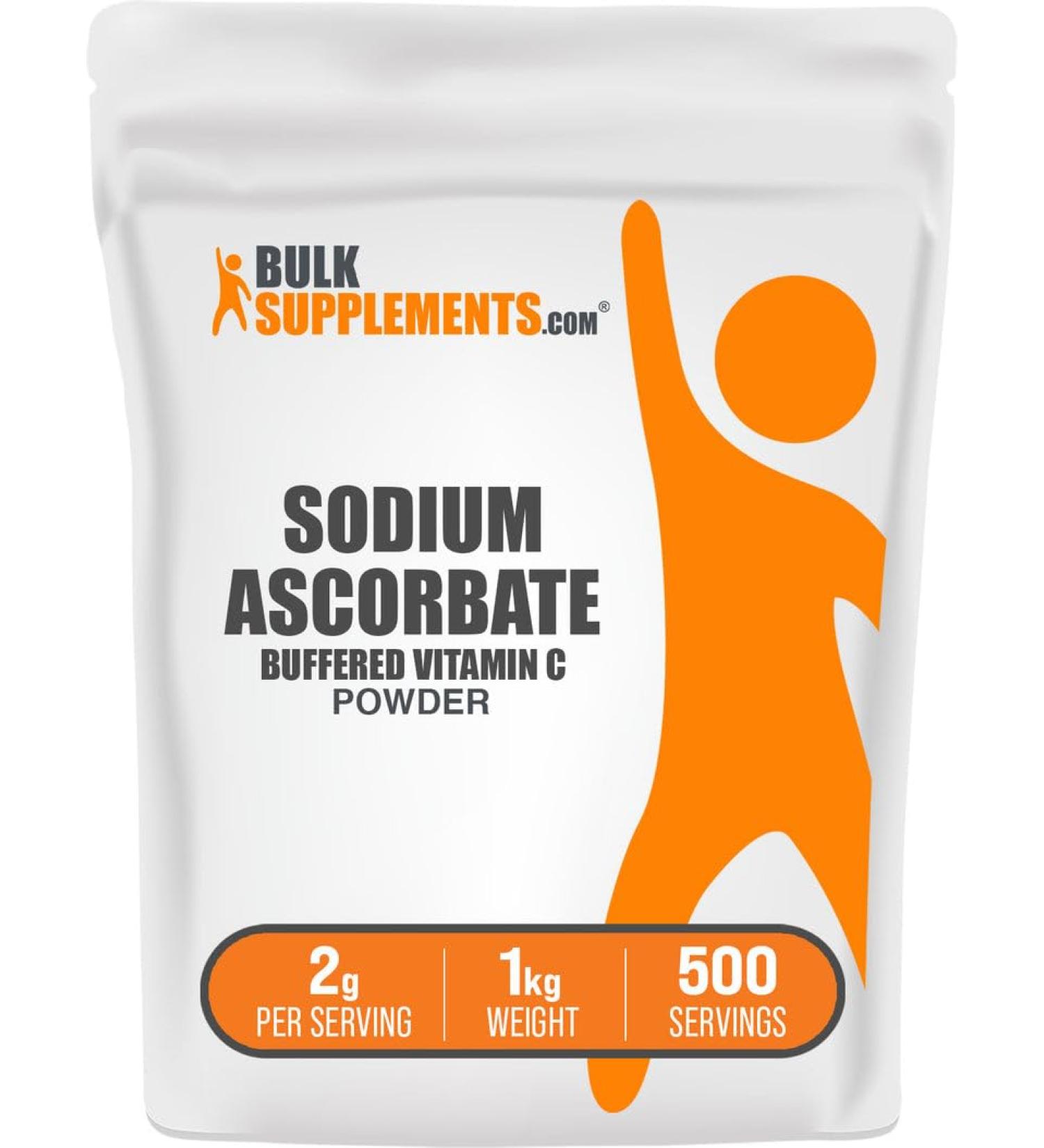 BulkSupplements.com Sodium Ascorbate Powder - for Immune Support Sodium Ascorbate Vitamin C - Buffered Vitamin C Gluten Free 2g per Serving 1kg (2.2 lbs) (Pack of 1) - Buy Online on GoSupps.com