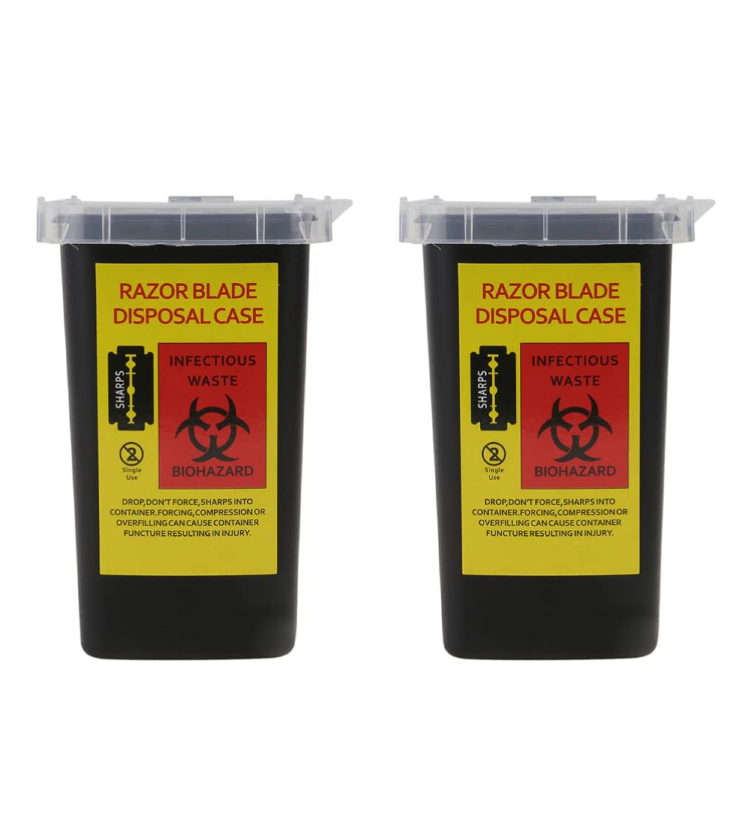 Lurrose Razor Disposal Container - 2 Pack Blades Dispenser for Home & Professional Use | Barber Shop Storage Case - Black - Buy Online on GoSupps.com