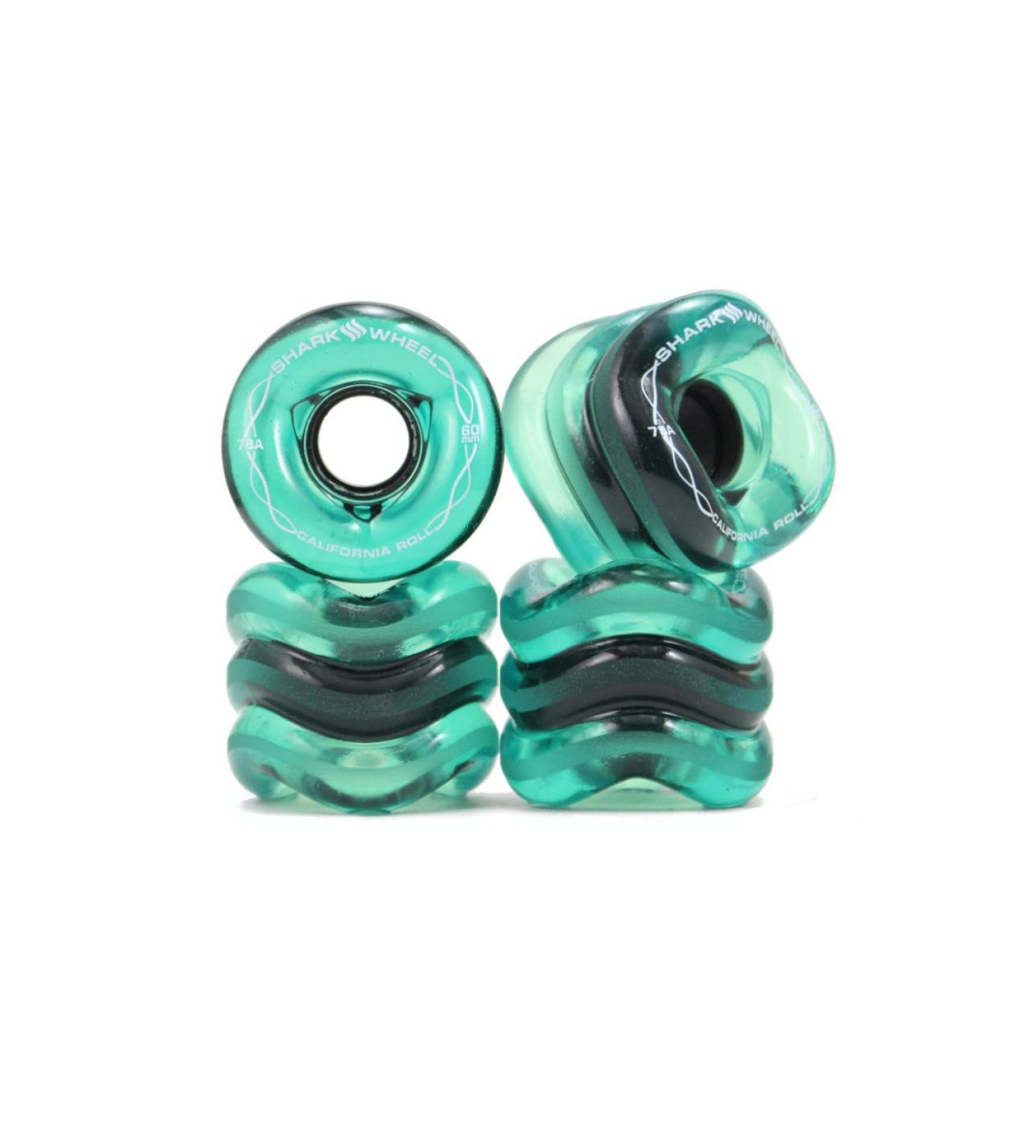 Shark Wheel 60mm 78a DNA Formula Deck Cruising Wheels for Beginners & Adults - California Roll (Pack of 4) Transparent Emerald - Buy Online on GoSupps.com