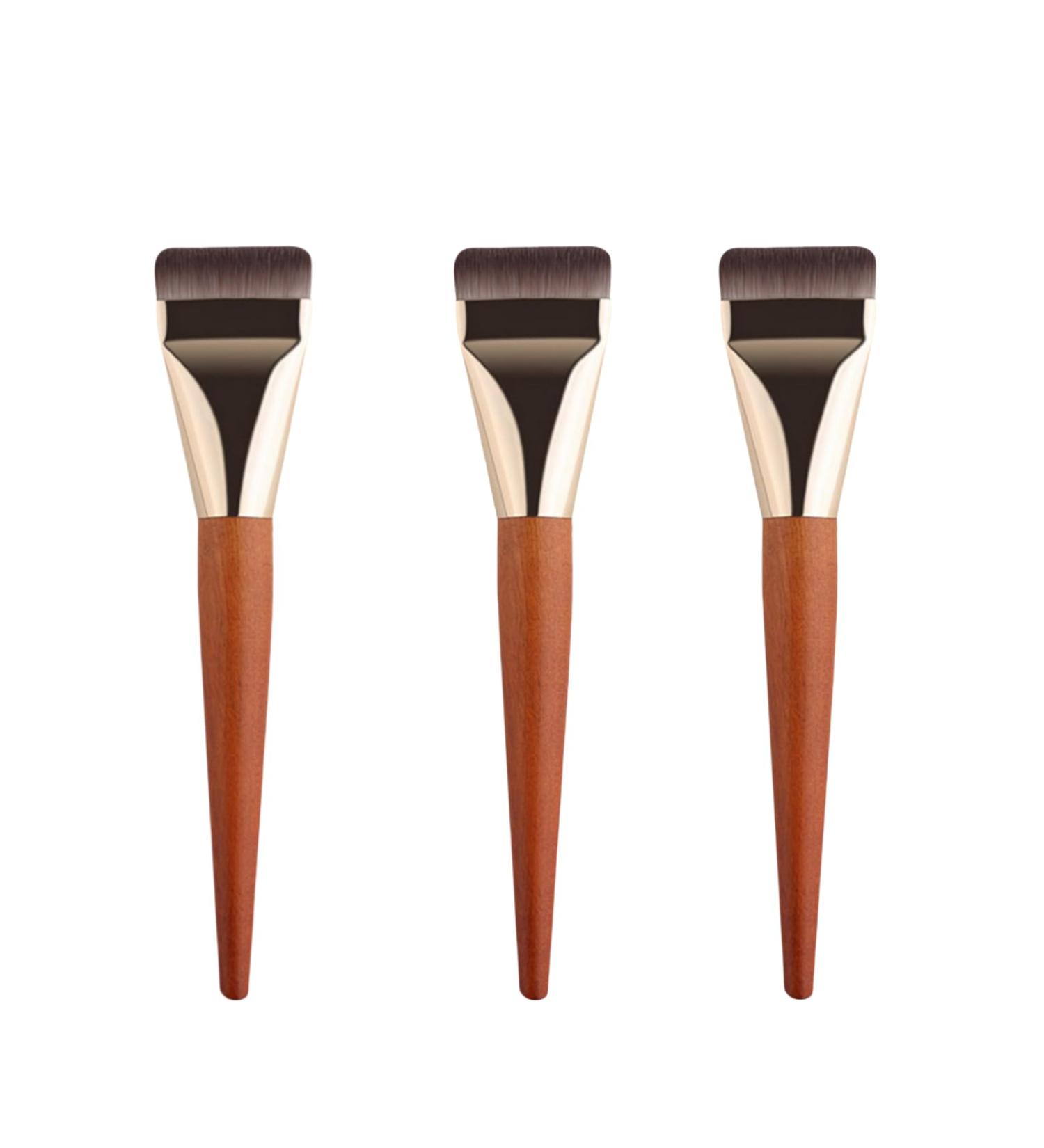 3 Flat Foundation Brush for Liquid Makeup Wooden Handle Flat Foundation Brush Soft Cream Foundation Concealer Brush Reusable Makeup Face Brush for Blending Liquid Cream - Buy Online on GoSupps.com