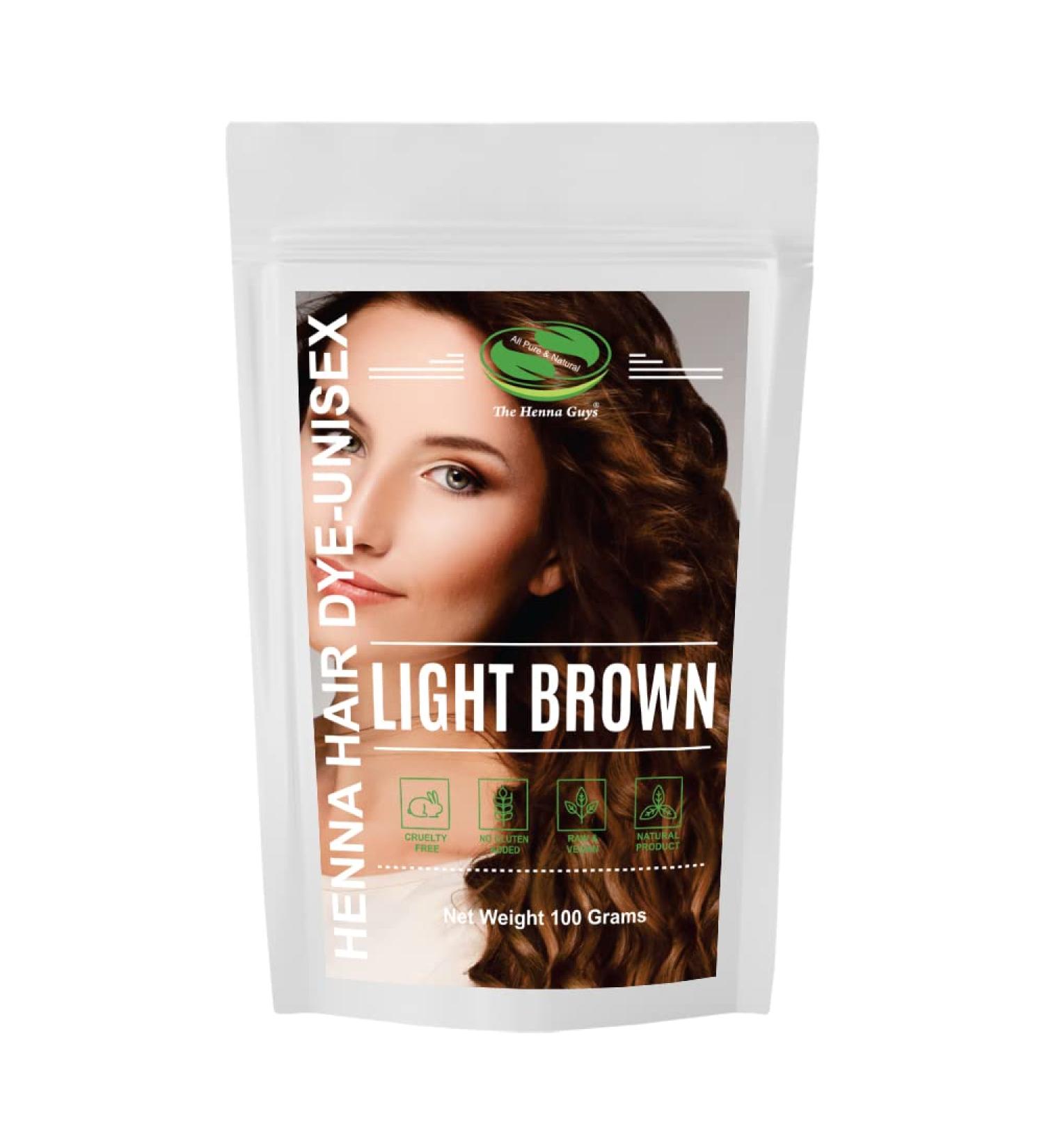 1 Pack Light Brown Henna Hair & Beard Dye/Color - The Henna Guys 3.52 Ounce (Pack of 1) Light Brown