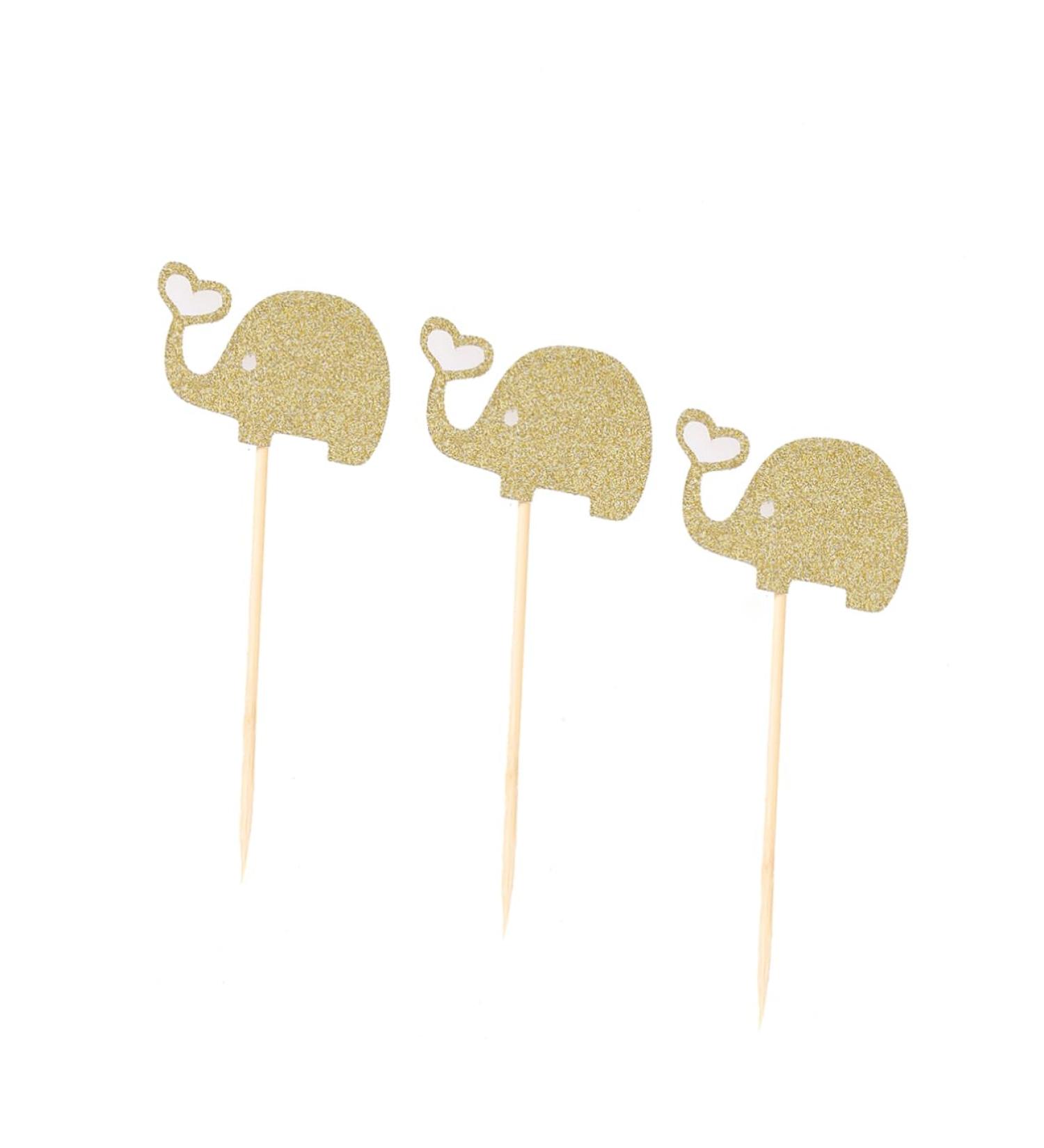 NAMOARLY 3pcs Wedding Glitter Elephant Toppers Elephant Cupcake Picks Love Cupcake Topper Picks Food Gold Glitter Toppers Cocktail Picks Topper Heart Glitter Fruitcakes Rod Heart-shaped Golden medium - Buy Online on GoSupps.com