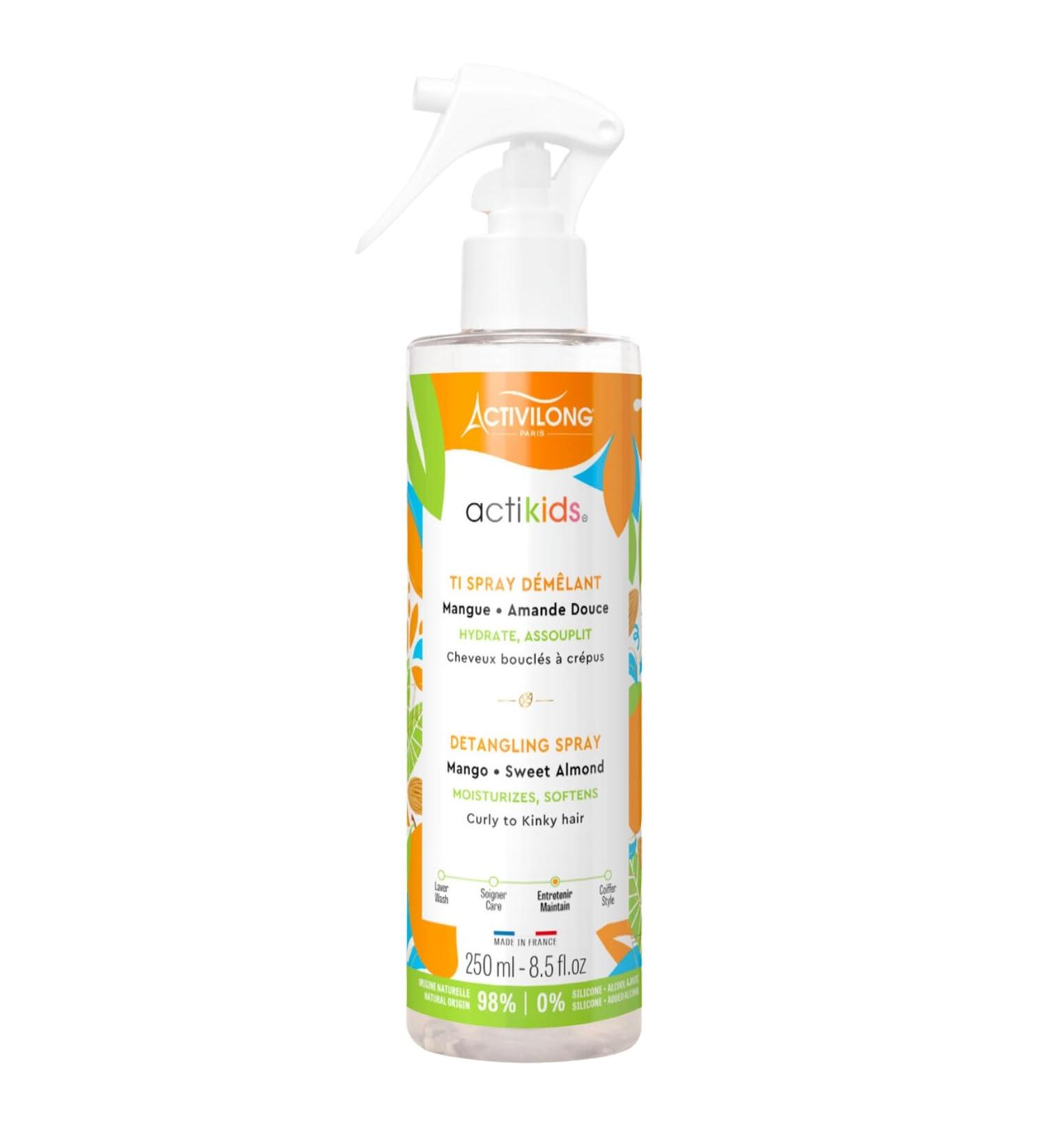 Actikids Detangling Spray Effortless Tangle-Free Hair with Gentle Care! Enriched with Organic Sweet Almond Oil and Mango Butter No More Knots No More Tears! 250 ml.