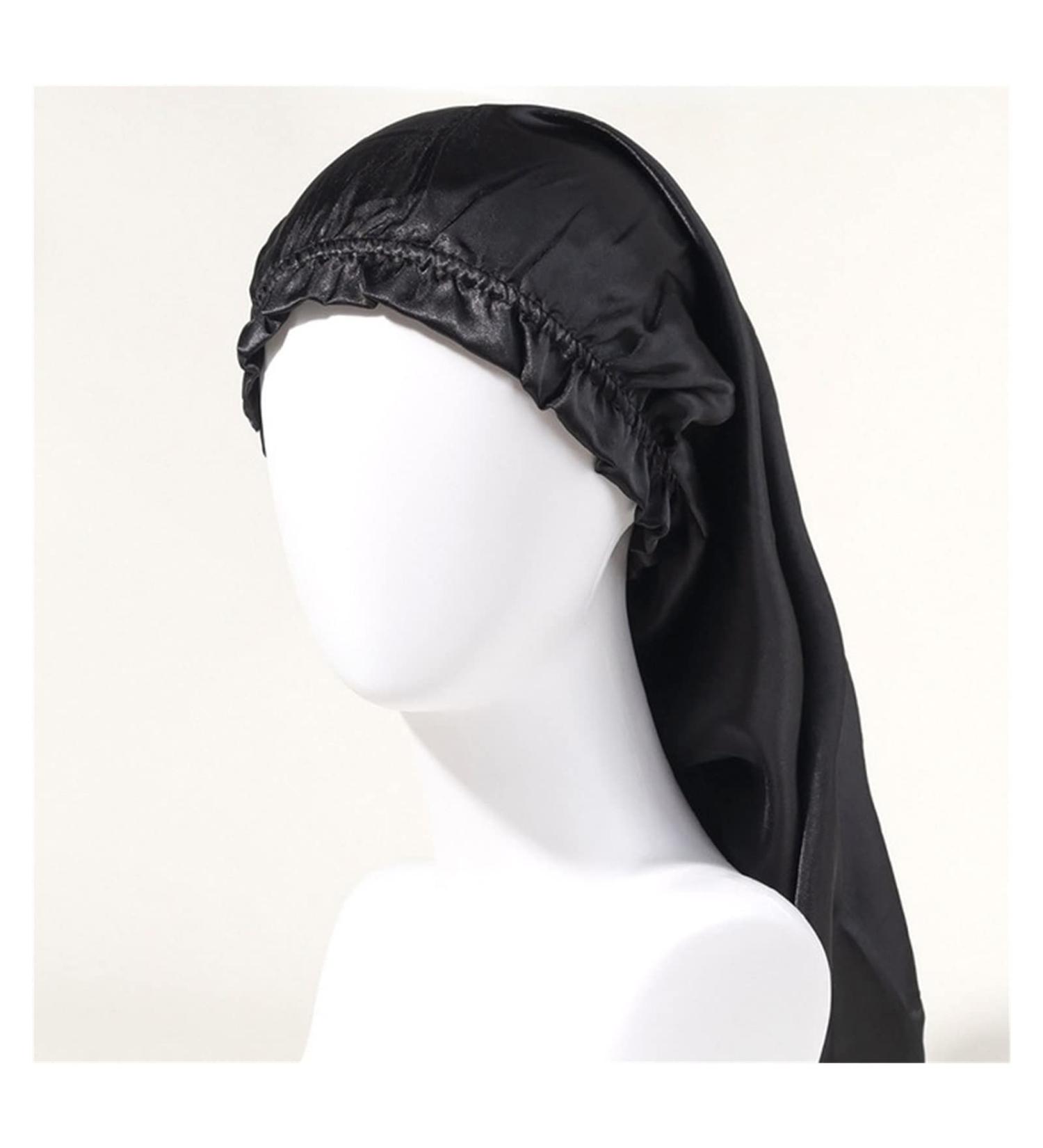 Satin Long Hair Sleep Cap - Silk Bonnet with Soft Elastic Band for Curly Hair, Braids - One Size - Buy Online on GoSupps.com