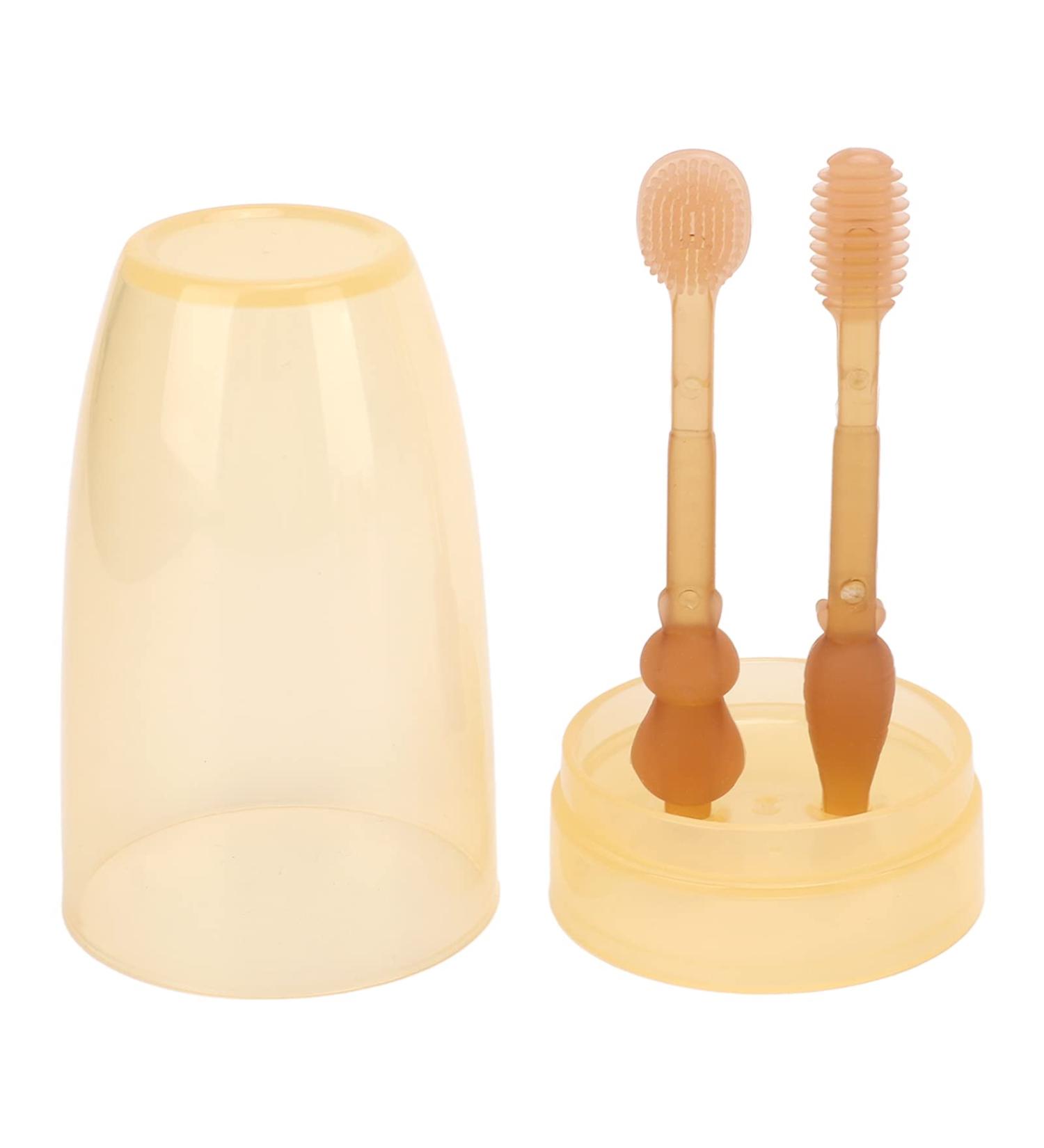 Silicone Baby Toothbrush Set - Finger Toothbrush for Infants & Toddlers Gentle Tongue Cleaner - Buy Online on GoSupps.com