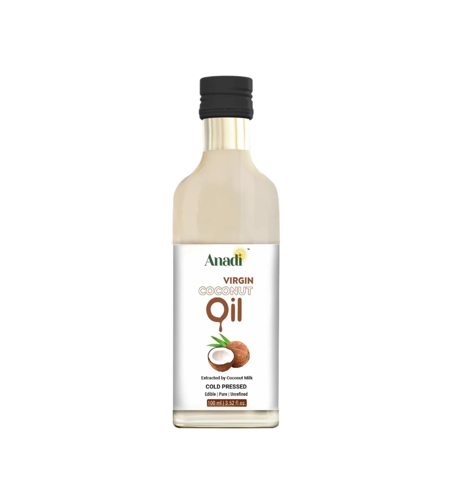 Anadi Pure Bliss Coconut Oil | Nutritious & Flavorful | Nariyal Tel | Nature's Nourishment for Skin | Rich In Vitamin E | Natural Moisturizer | Antifungal Properties | 100 ML - Buy Online on GoSupps.com