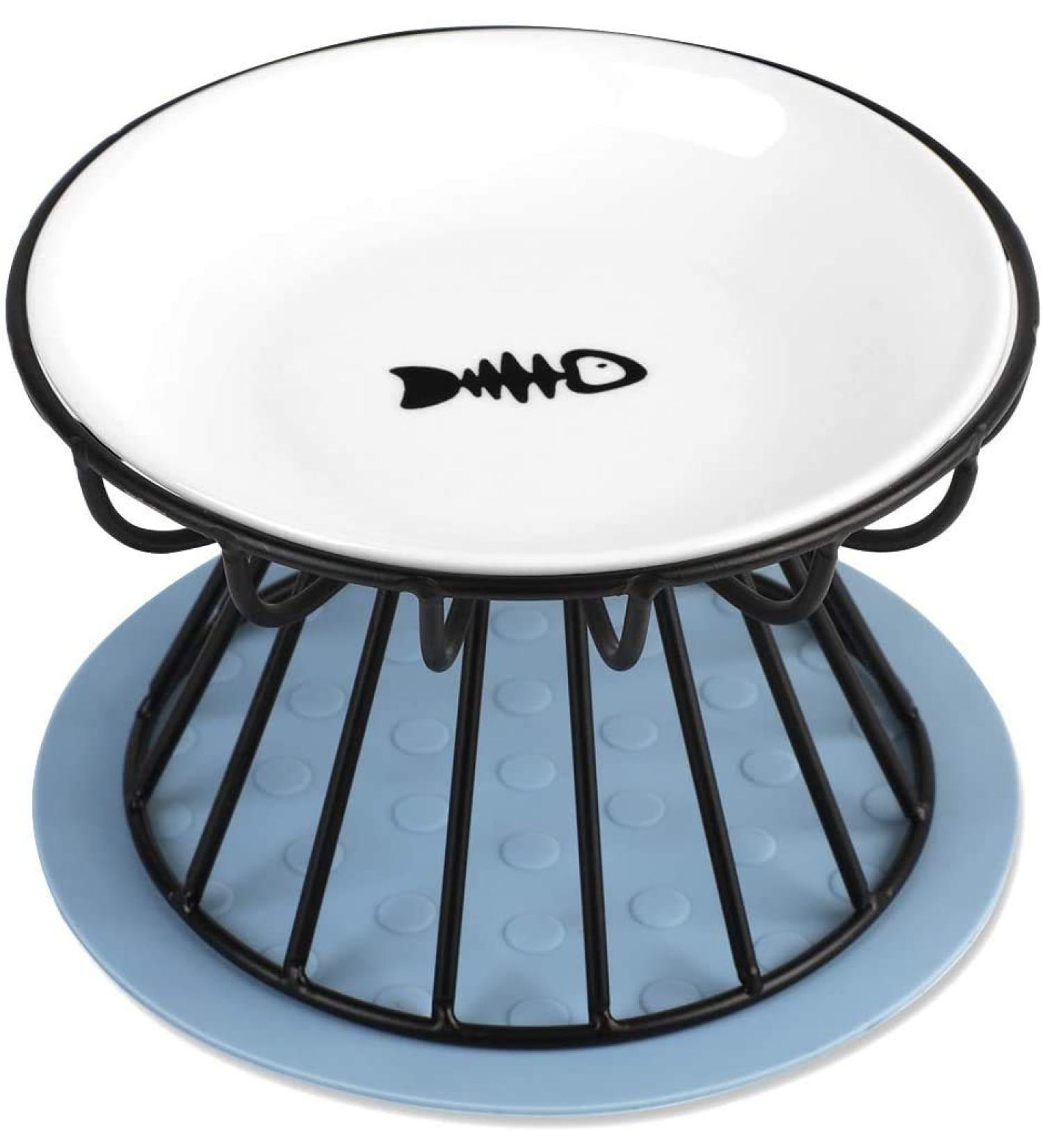 Raised Cat Food Bowl Stand - Anti Vomiting Ceramic Cat Dish | Elevated Cat Feeder for Food & Water - Buy Online on GoSupps.com
