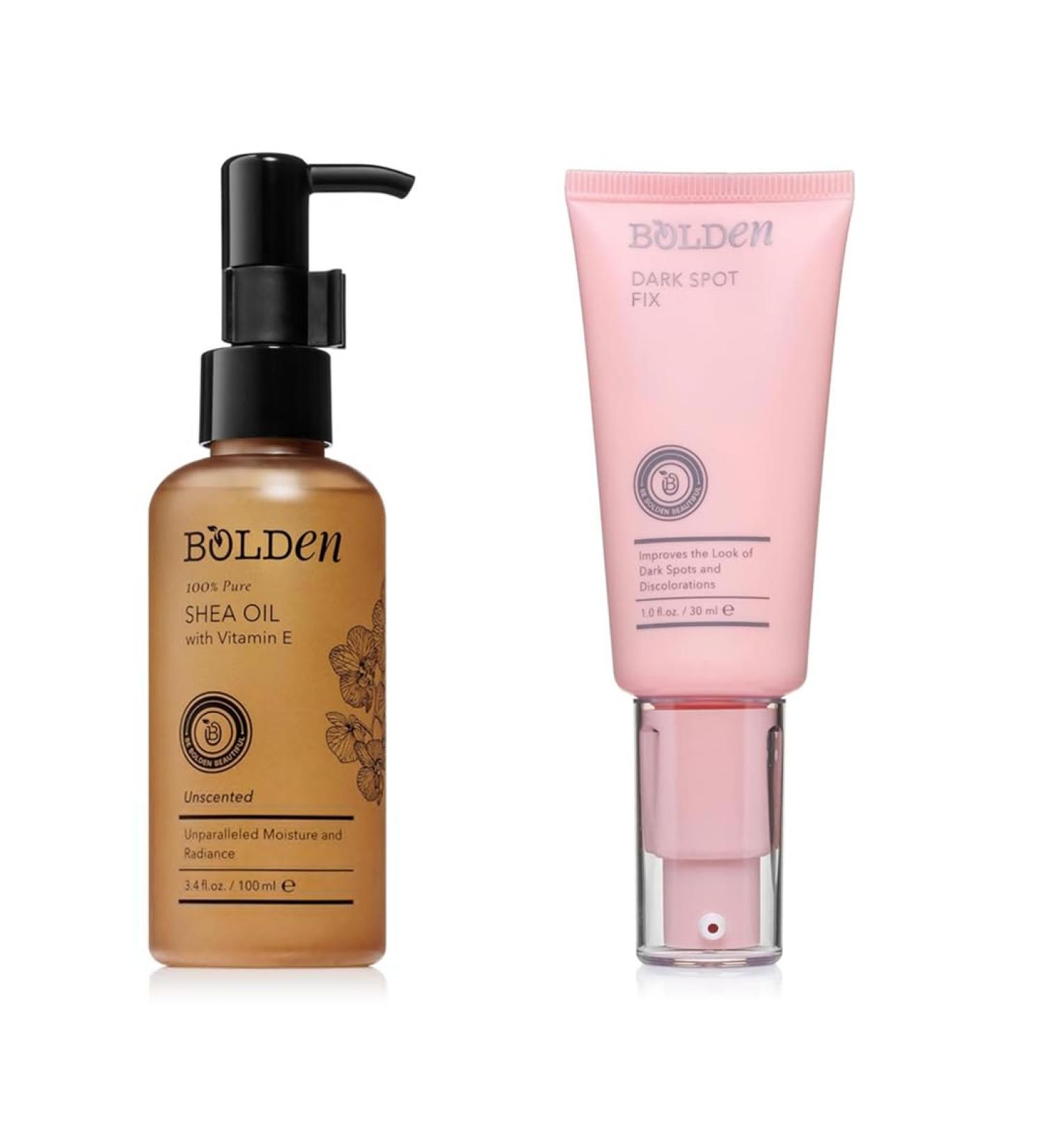 Bolden Dark Spot Corrector & Shea Oil Bundle | 100% Natural Moisturizing Oil with Vitamin E with Tranexamic Acid Niacinamide | 3.4 fl oz + 1.0 fl oz - Buy Online on GoSupps.com