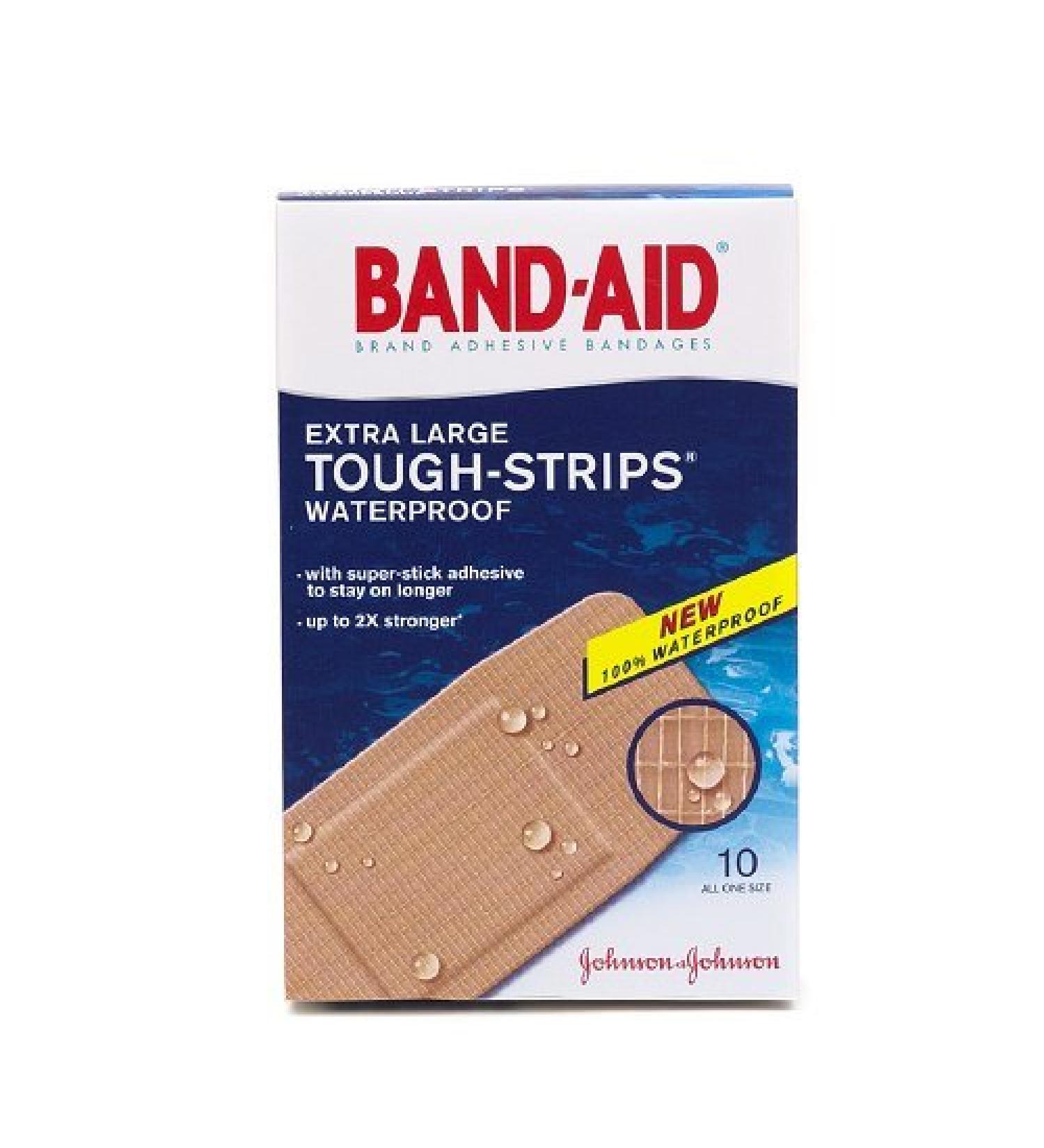 Band-Aid Tough-Strips Waterproof Bandages Extra Large 10 ea Pack of 6 by Band-Aid