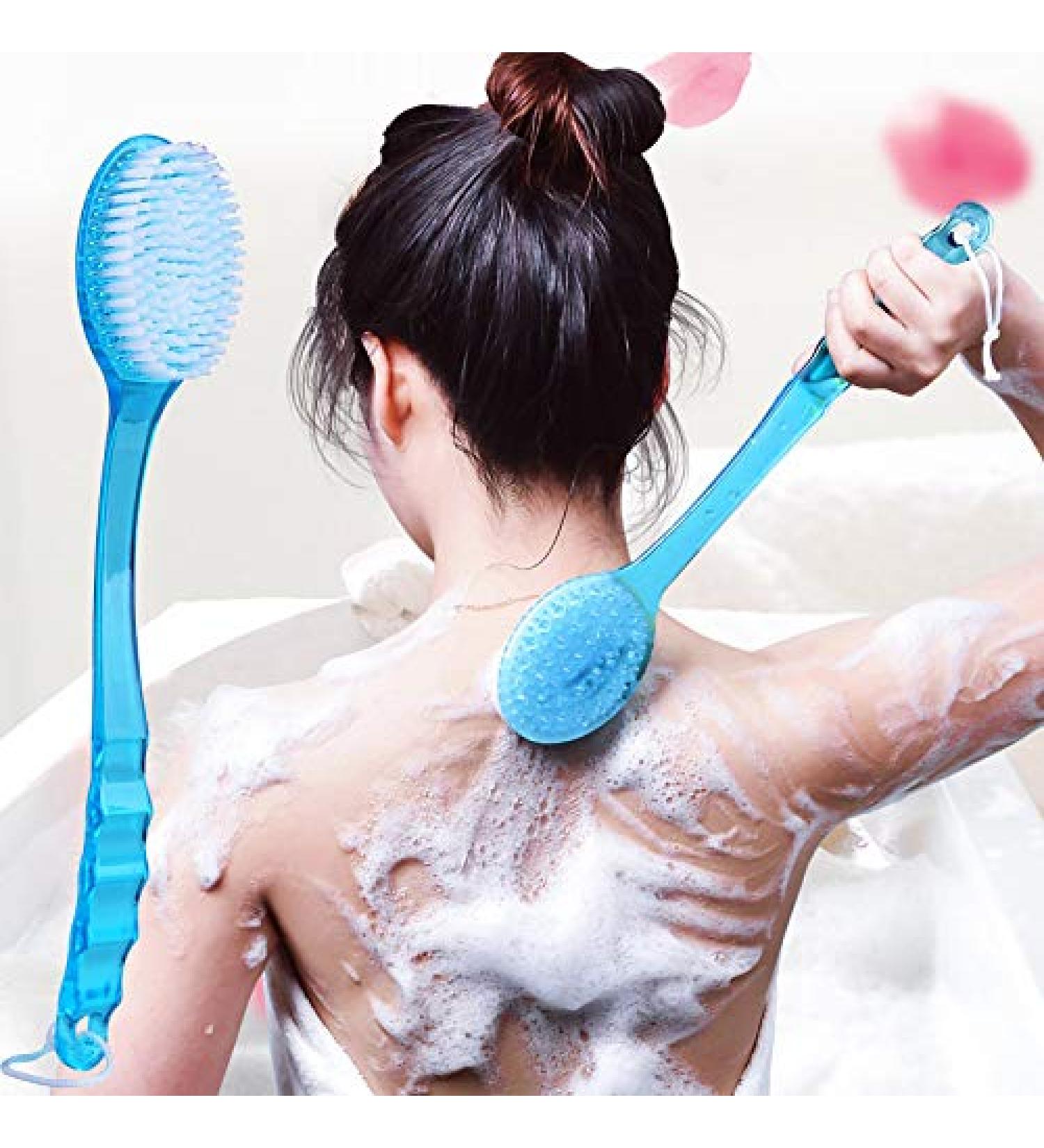 Long Handled Plastic Bath Shower Back Brush Scrubber - Body Cleaning Tool - Buy Online on GoSupps.com