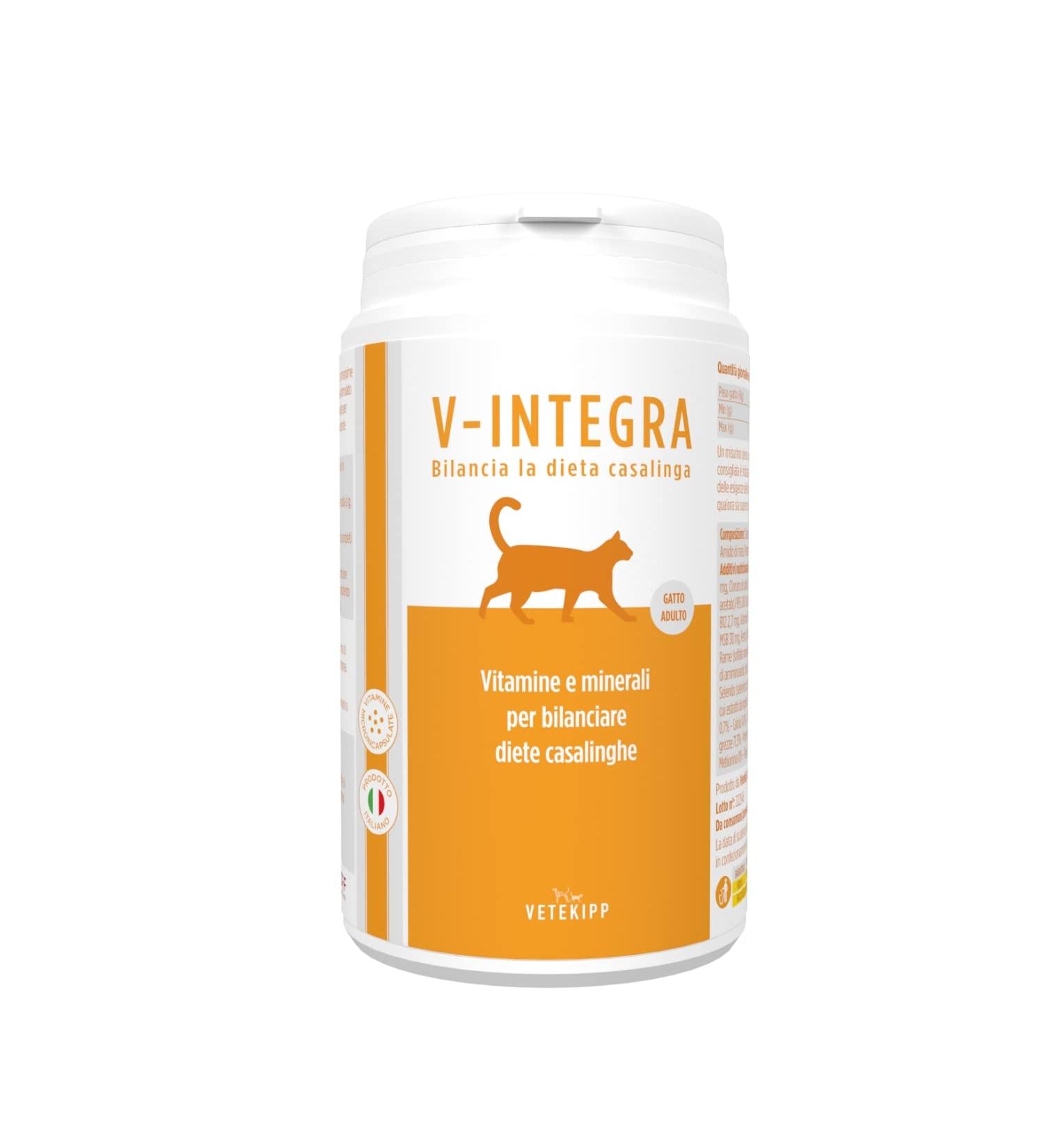 V-INTEGRA Adult Cat - Complete Supplement Rich in Vitamins and Minerals for the Homemade and Barf Ration of Adult Cats of All Ages - 200 g - Made in Italy - Buy Online on GoSupps.com