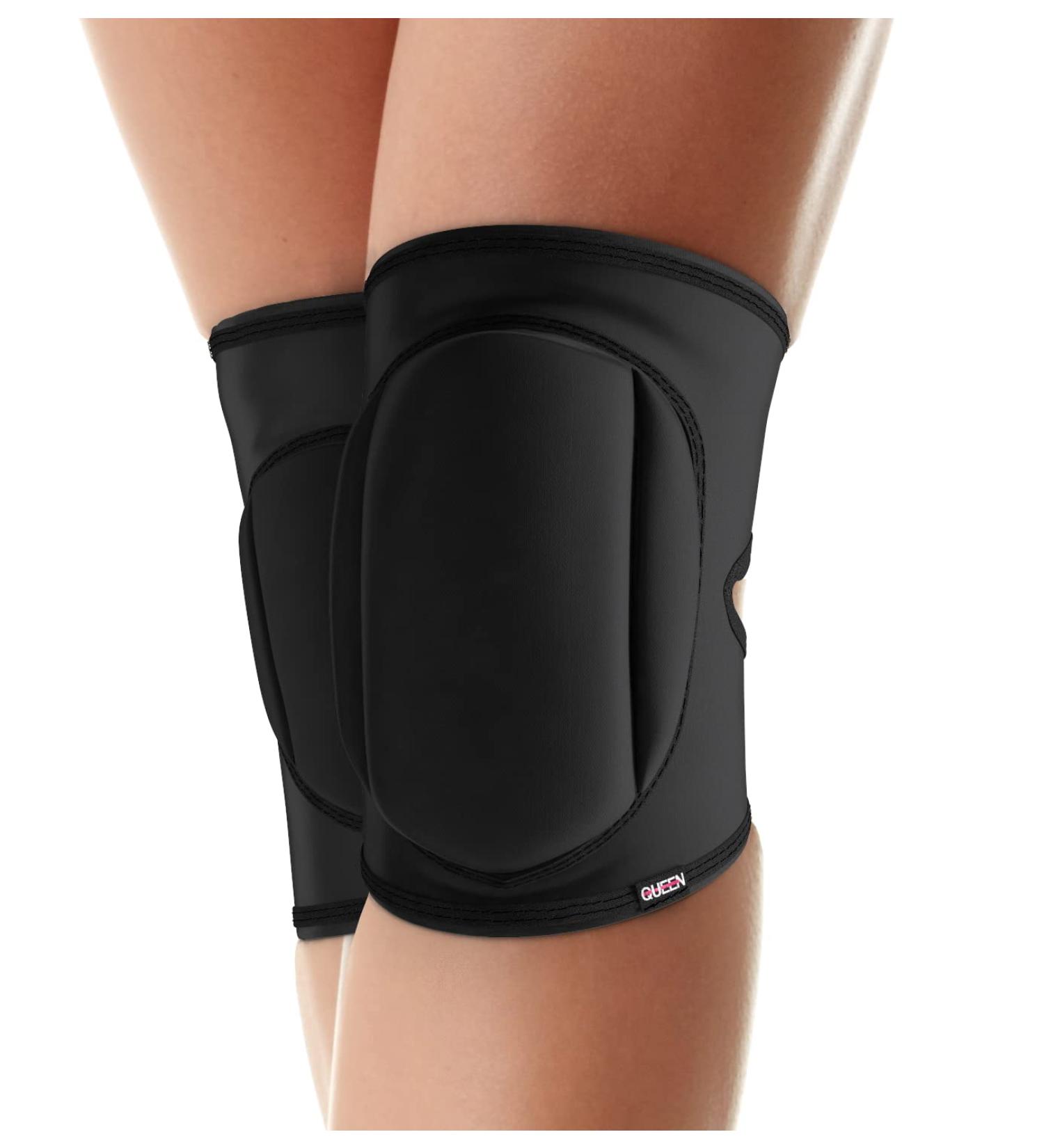 Queen Wear Sleek Black Knee Pads for Pole Dance, Ballet, Modern Dance - Woman's Protection for Indoor Sports (M) - Buy Online on GoSupps.com